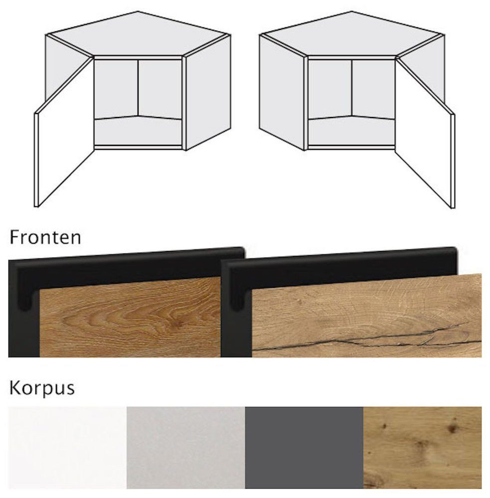 1-türig wählbar Front-, - Halifax schwarz Feldmann-Wohnen grifflos Ausführung Treviso Eiche Korpusfarbe Klapphängeschrank und 60x60cm