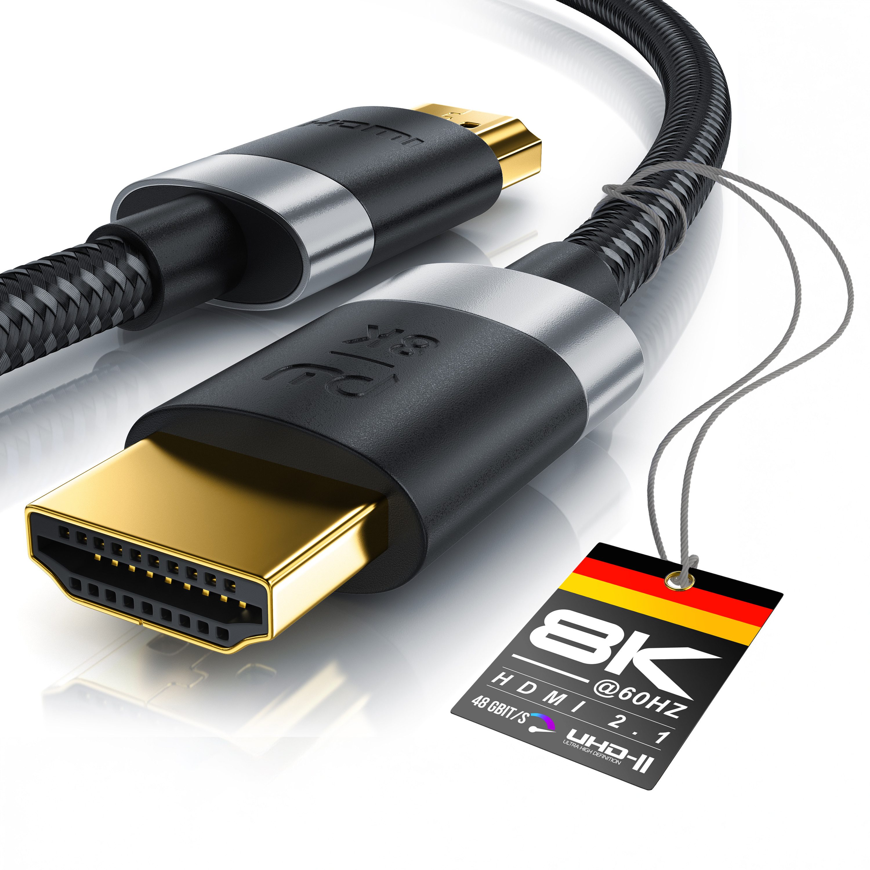 Primewire 8K @ 120Hz / 4K @ 240Hz DSC, Ultra High Speed, Nylonummantelung, 0,25m HDMI-Kabel, HDMI, HDMI Typ A (25 cm), 48 Gbit/s Bandbreite, eARC, CEC, HDCP, für Gaming, Streaming, Heimkino