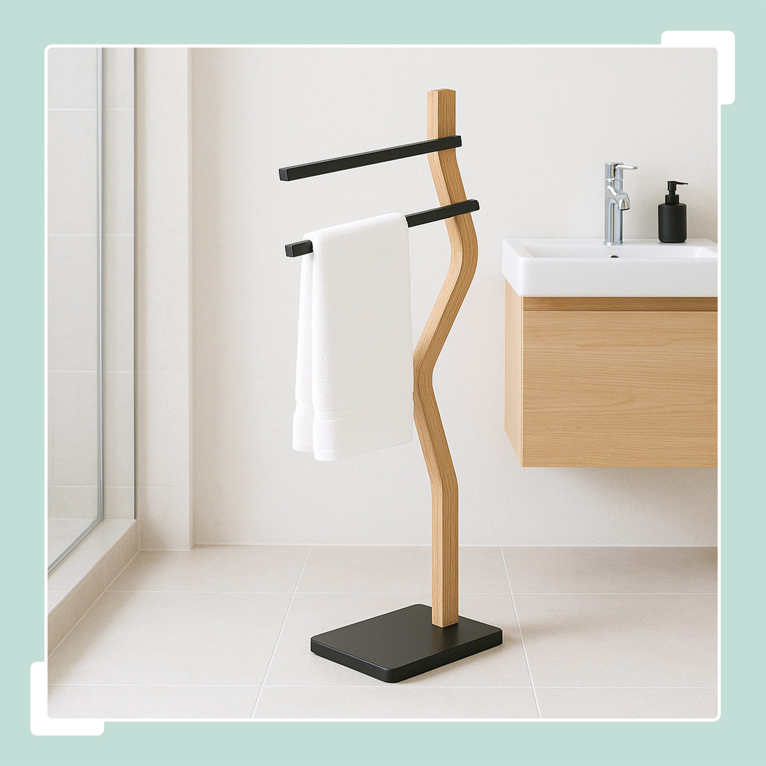 relaxdays Handtuchständer mit 2 Stange, schwarz günstig online kaufen