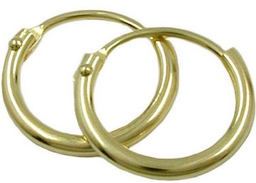 unbespielt Paar Creolen Ohrringe Drahtcreole glänzend 333 Gold 11 mm inkl. Schmuckbox, Goldschmuck für Damen