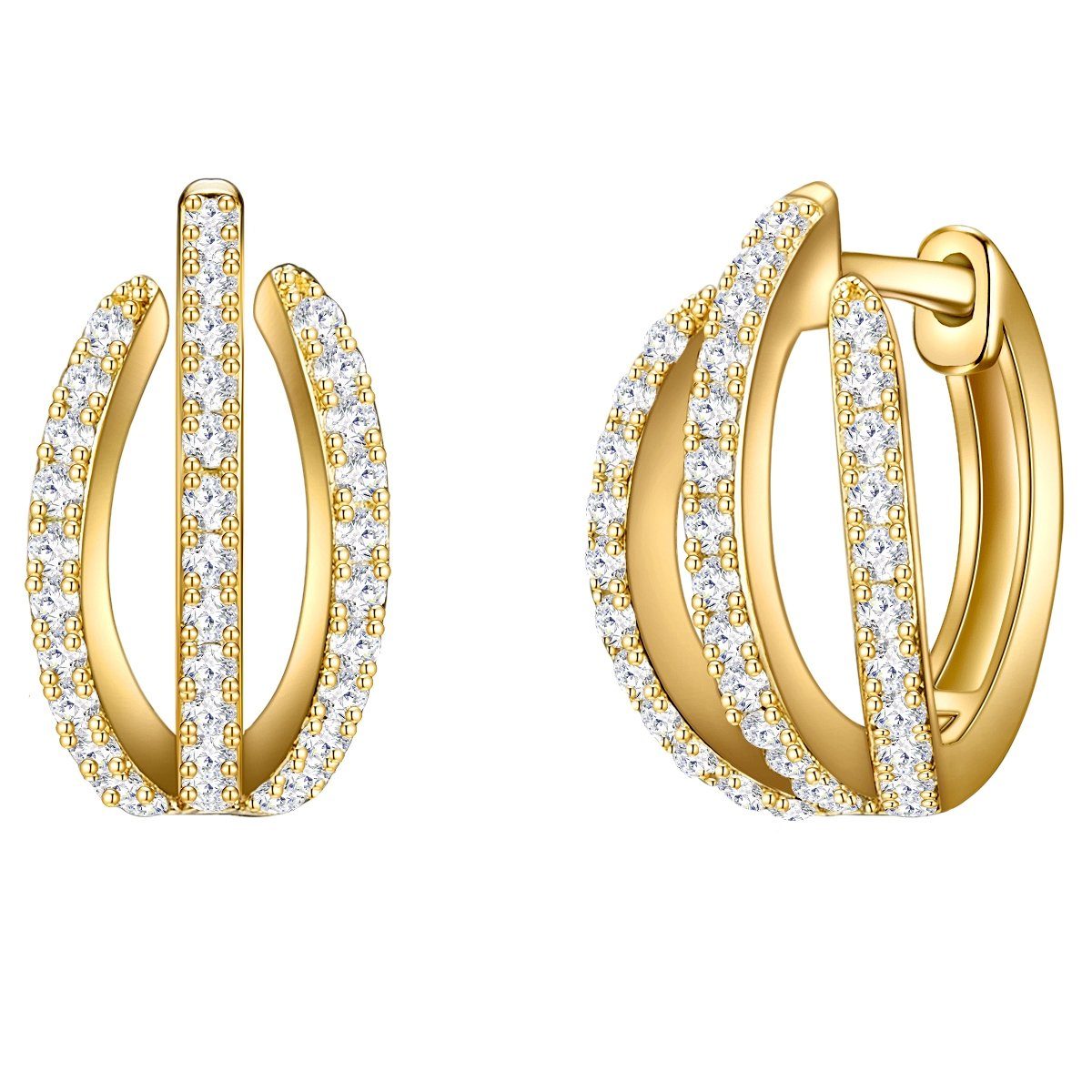 Trilani Paar Creolen gelbgold, mit Zirkonia günstig online kaufen