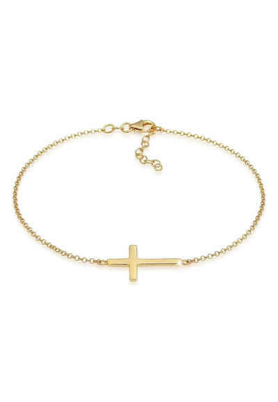 Elli Fußkette Kreuz Religion Glaube Filigran Trend 925 Silber, Kreuz