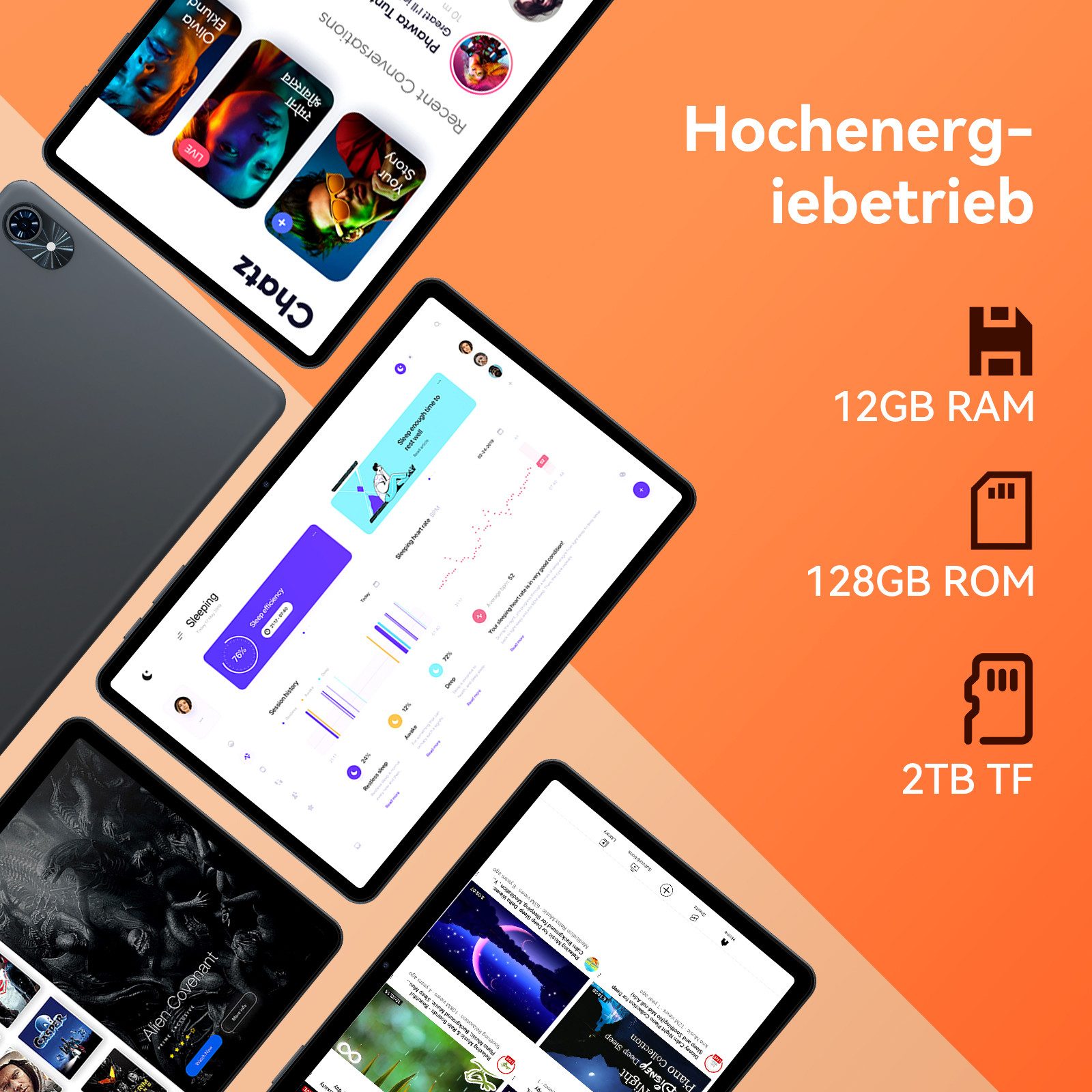 TABWEE T80 10.1", 6000 mAh, 12GB+128GB, Android 16, WLAN Tablet (10.1", Android16, 5G wifi, Android 16, Gemini AI, PC-Modus)