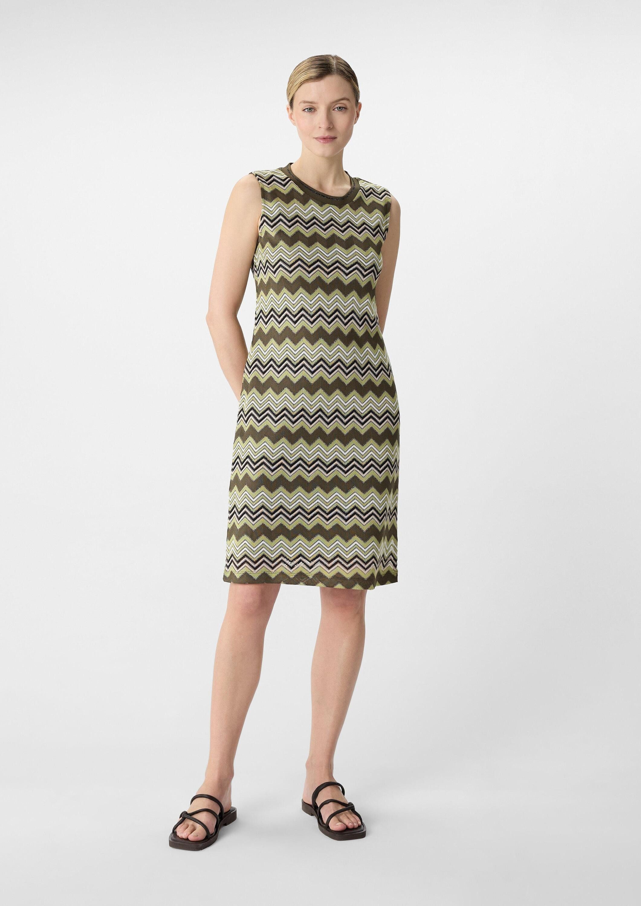 comma Minikleid Kleid Kurzes Strickkleid mit Zick-Zack-Muster