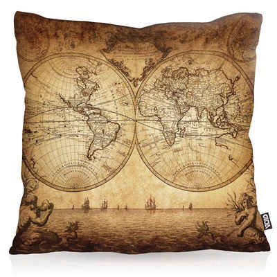 Kissenbezug, VOID, Sofa-Kissen Weltkarte anno 1730 Outdoor Indoor globus erde antik weltbild karte