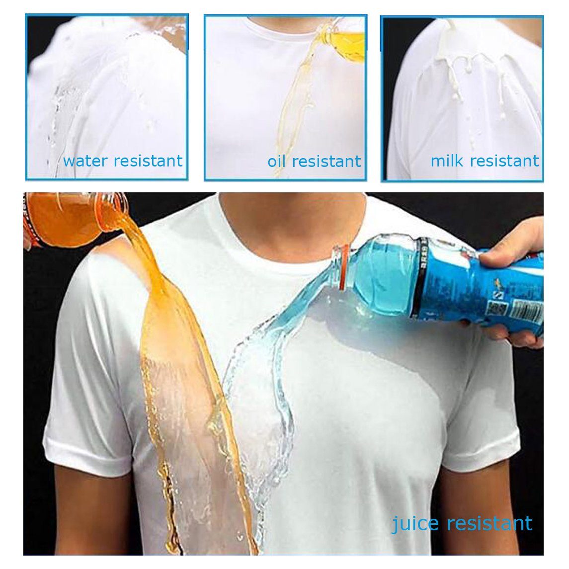 DEBAIJIA Kurzarmshirt Antifouling T-Shirt Rundhalsausschnitt Weiß Kurzarm Wasserdichtes