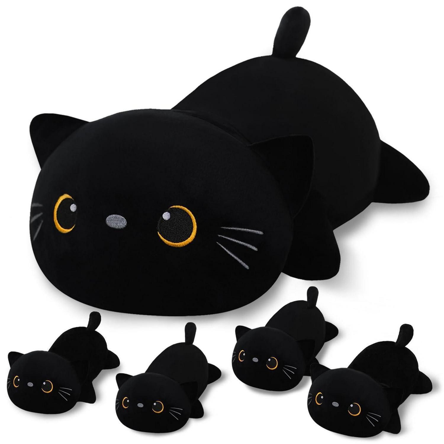 LuxusKollektion Kuscheltier Plüschtier Set 4 Babys Kuschelkissen Geschenk Black Cat