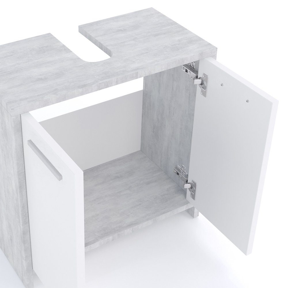 Vicco Badmöbel-Set Kiko, Beton/Weiß, 2 Teile, (2-er Set, 2-St., 2er Set)