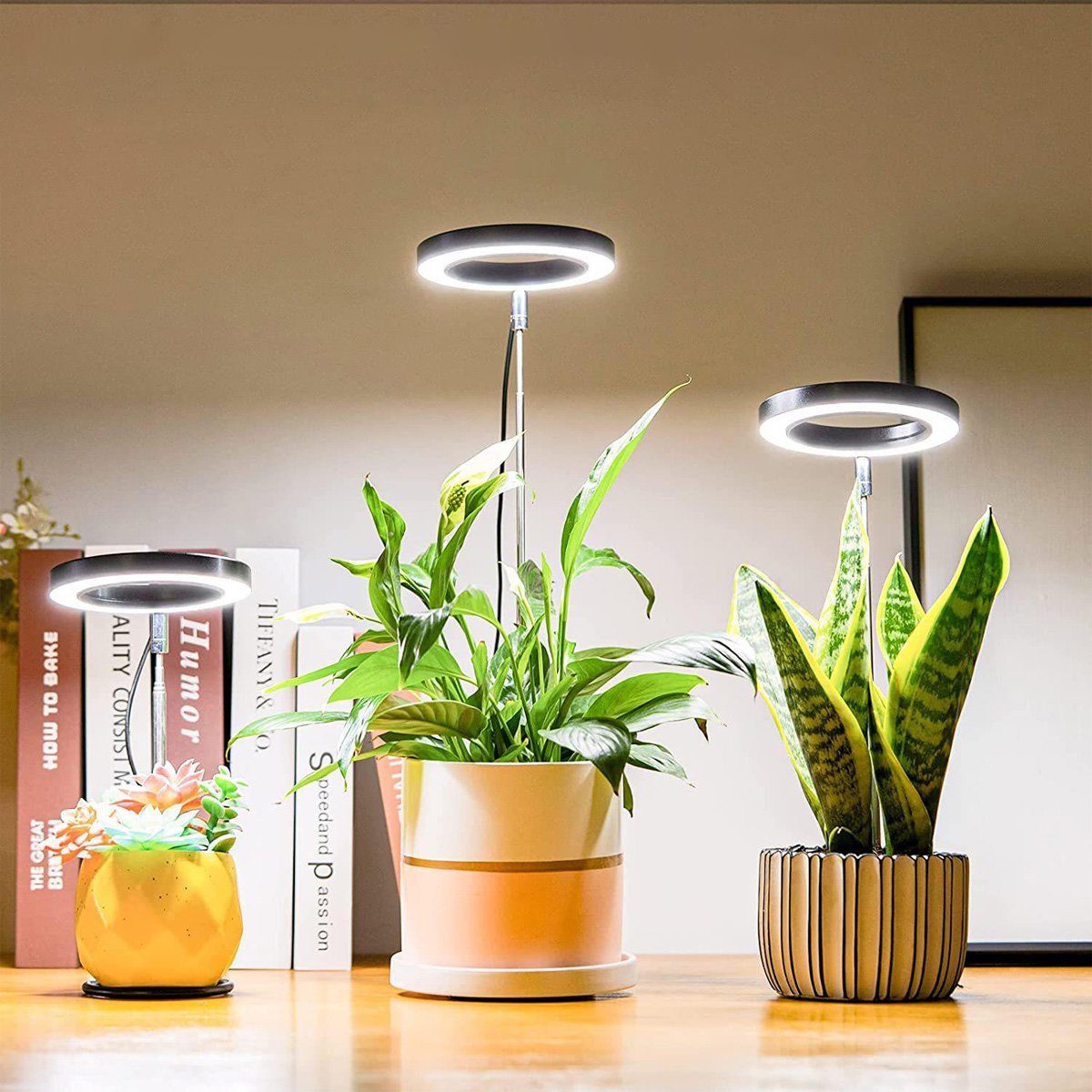DOPWii Pflanzenlampe 5W/15W Pflanzenlicht mit 3 Licht Modus, 9 Helligkeitsstufen Schwarz