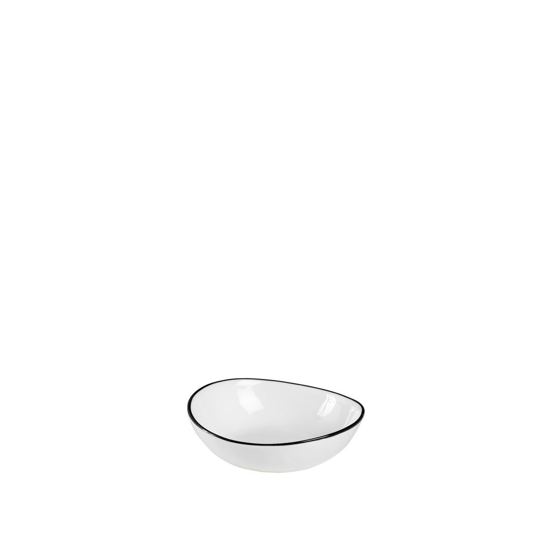 Broste Copenhagen Dipschale Salt 14 cm Porzellan weiß schwarz, Porzellan, handglasiert