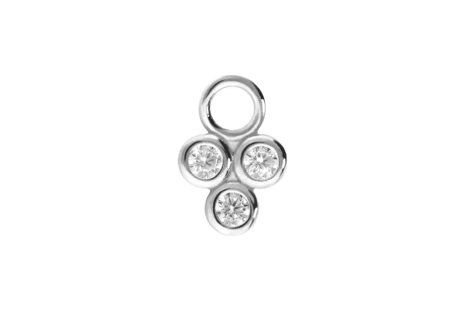 PIERCINGLINE Piercing-Set Chirurgenstahl Anhänger für Clicker 3 EINGEFASSTE KRISTALLE (Piercing-Anhänger, 1-tlg)