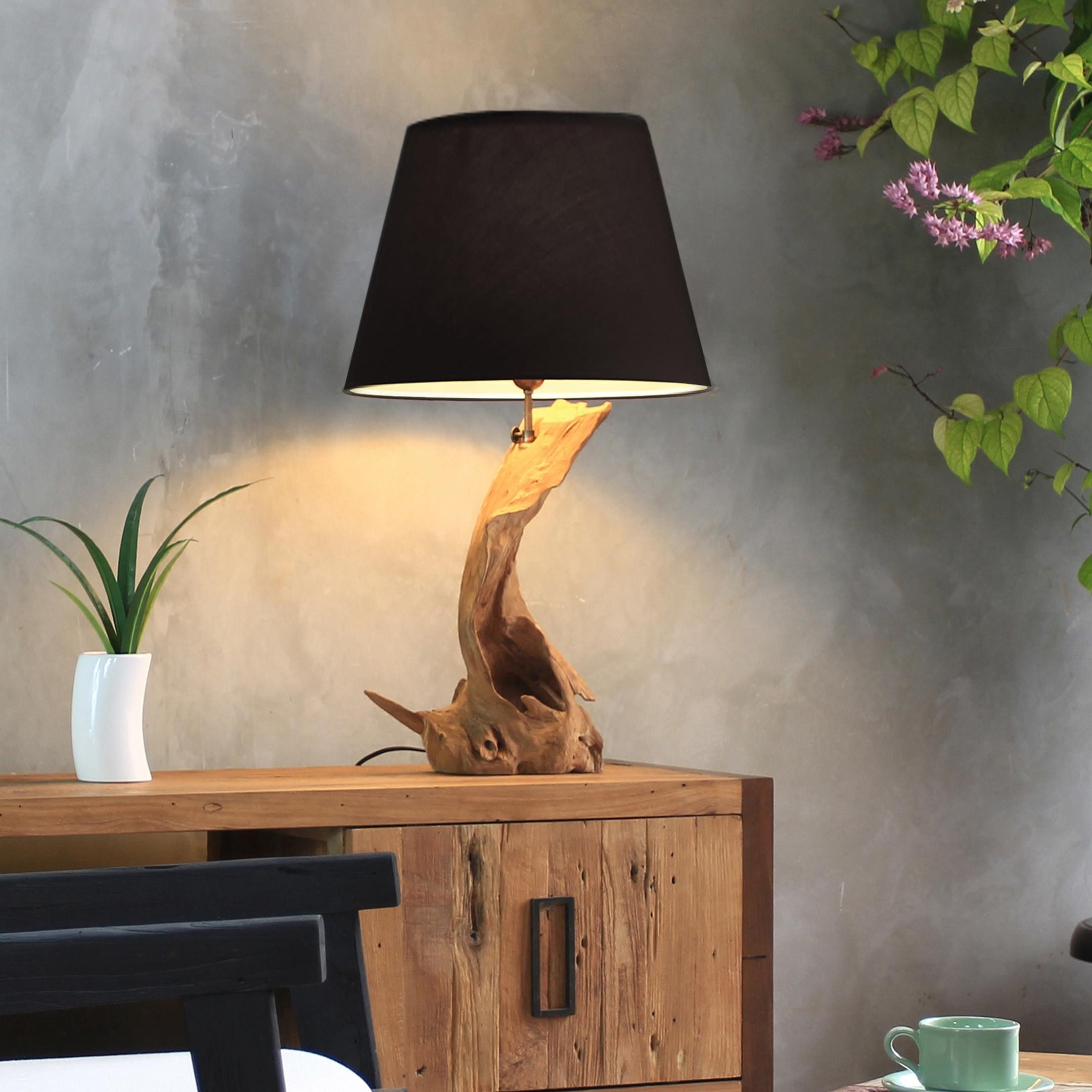 Möbel Bressmer Tisch-Tageslichtlampe ZOILA Tischlampe holz 60cm,Tischlampe Treibholz mit Tageslicht Design