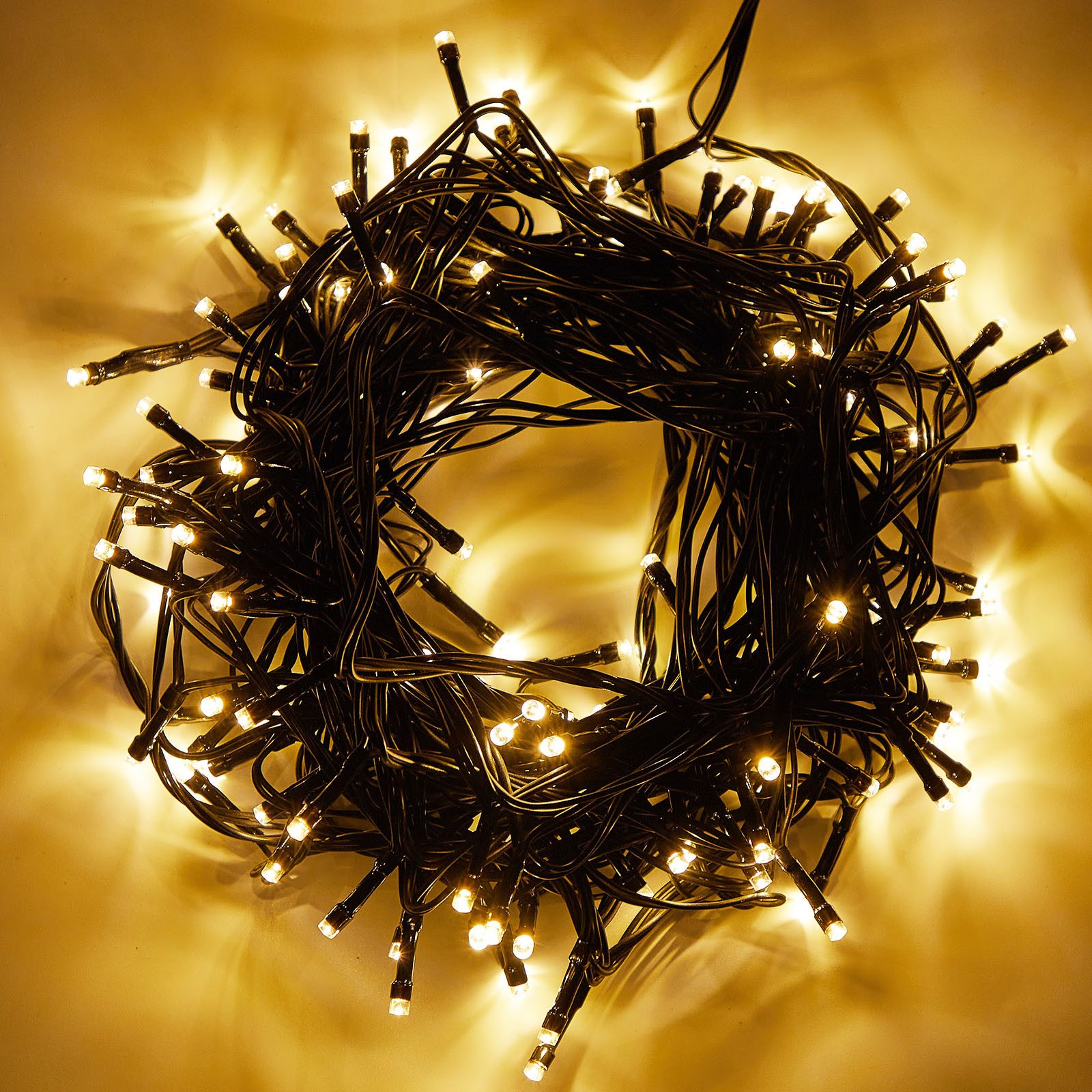 Rosnek LED-Lichterkette 20-100M, Speicherfunktion, Timer, für Weihnachtsbaum, 8 modi, Garten, Schwarzer Draht