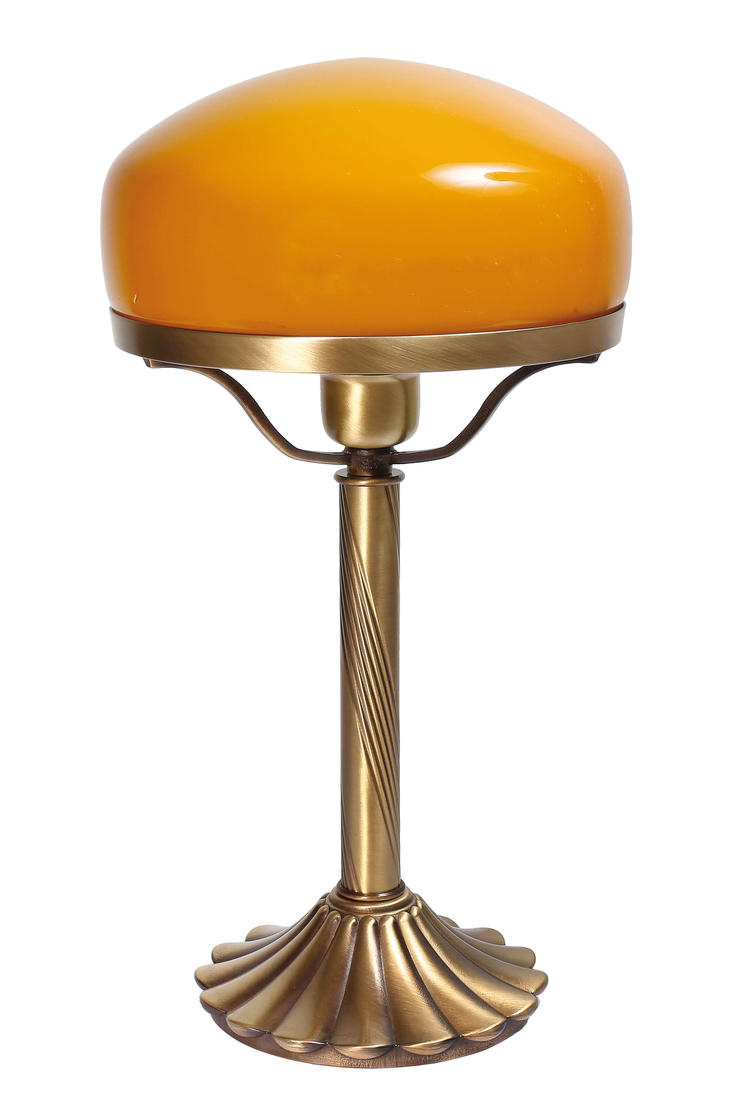 Pilzlampe im Leuchtmittel, Banker-Stil Nachttischlampe Messing TABLE Orange ohne E27 bronziert Licht-Erlebnisse LAMP, Tischlampe