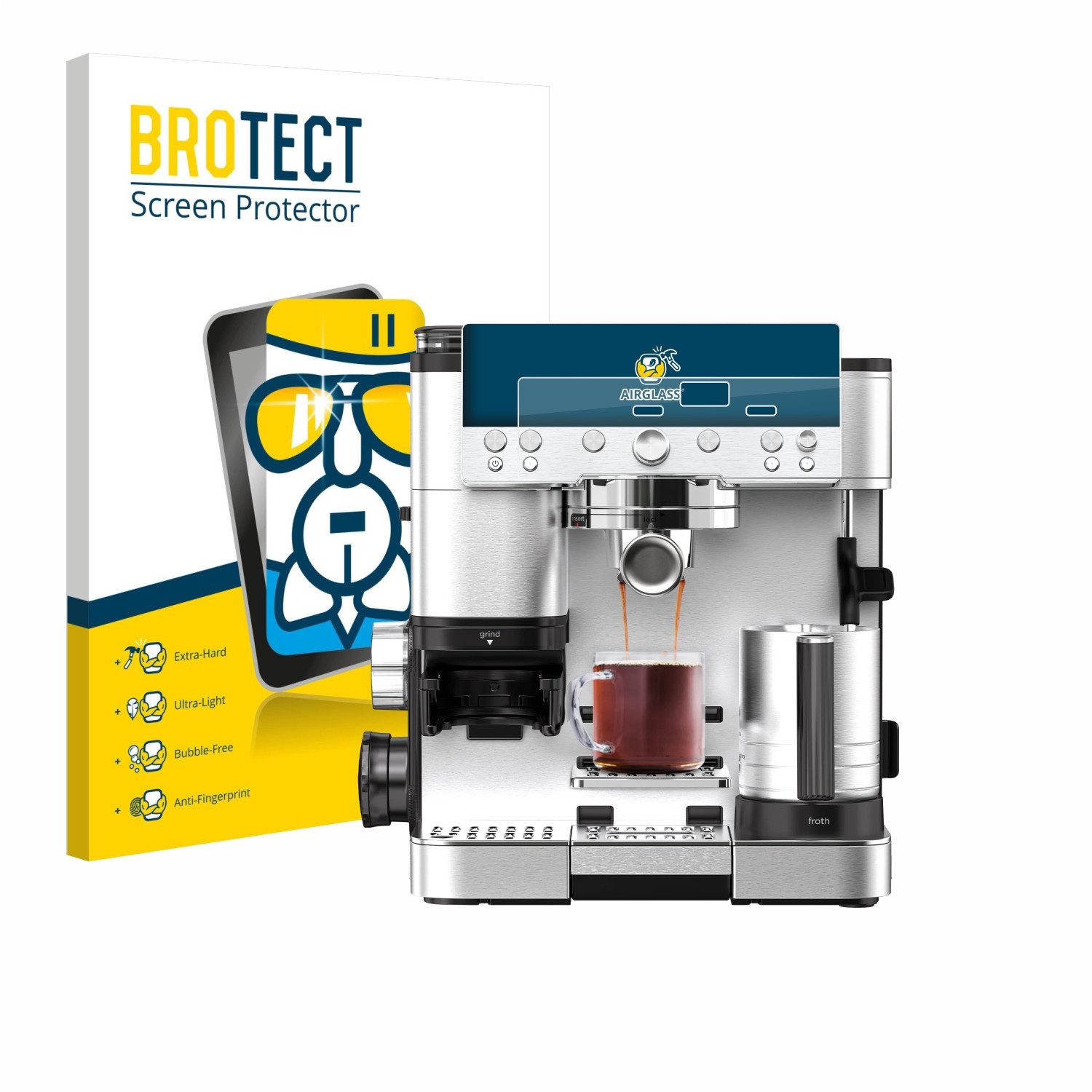 BROTECT Displayschutzglas Folie für Ninja Luxe Cafe Premier ES601EU, Schutzfolie Glas Panzer Display Schutz klar