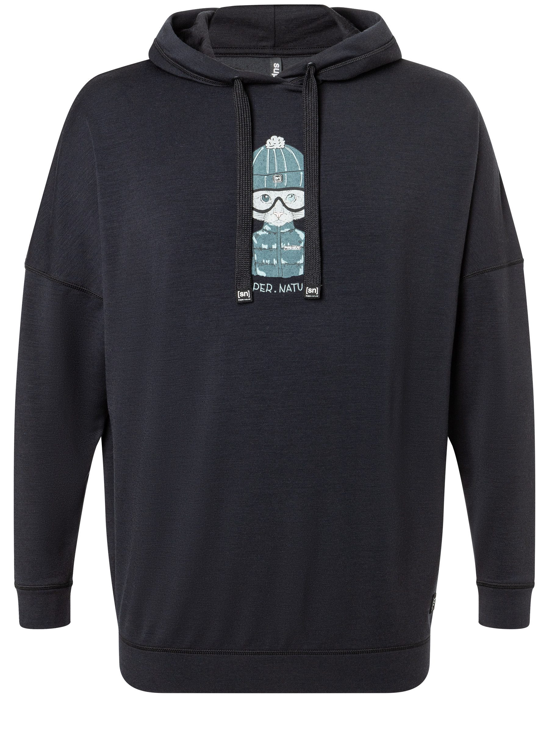SUPER.NATURAL Hoodie Merino Hoodie W SNOW CAT HOODIE funktioneller Merino-Materialmix