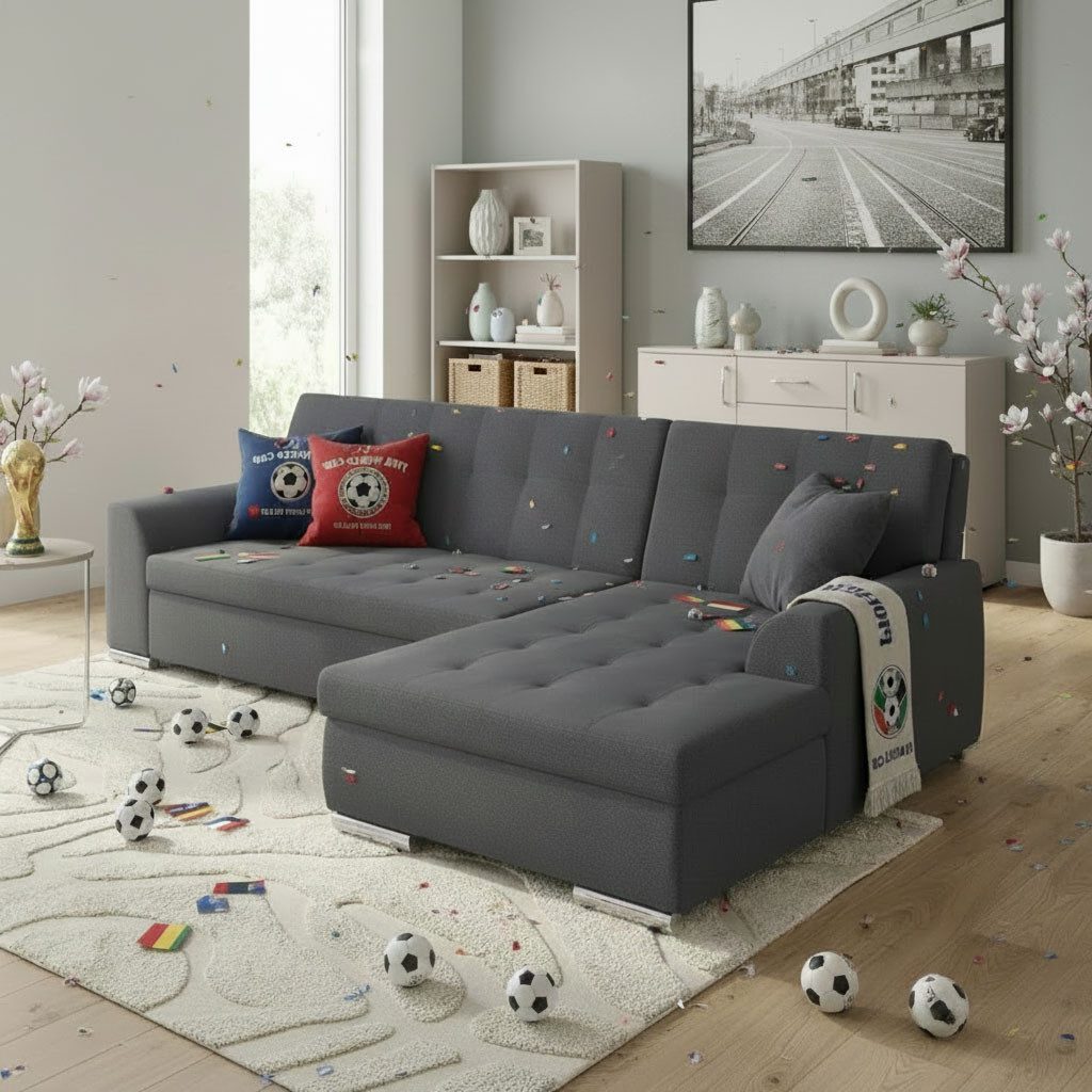 DOMO collection Ecksofa TREVISO viele Bezüge, auch in Cord, L-Form, 267x178 cm, mit Bettfunktion, inkl. Zierkissen, Unser Dauertiefpreis