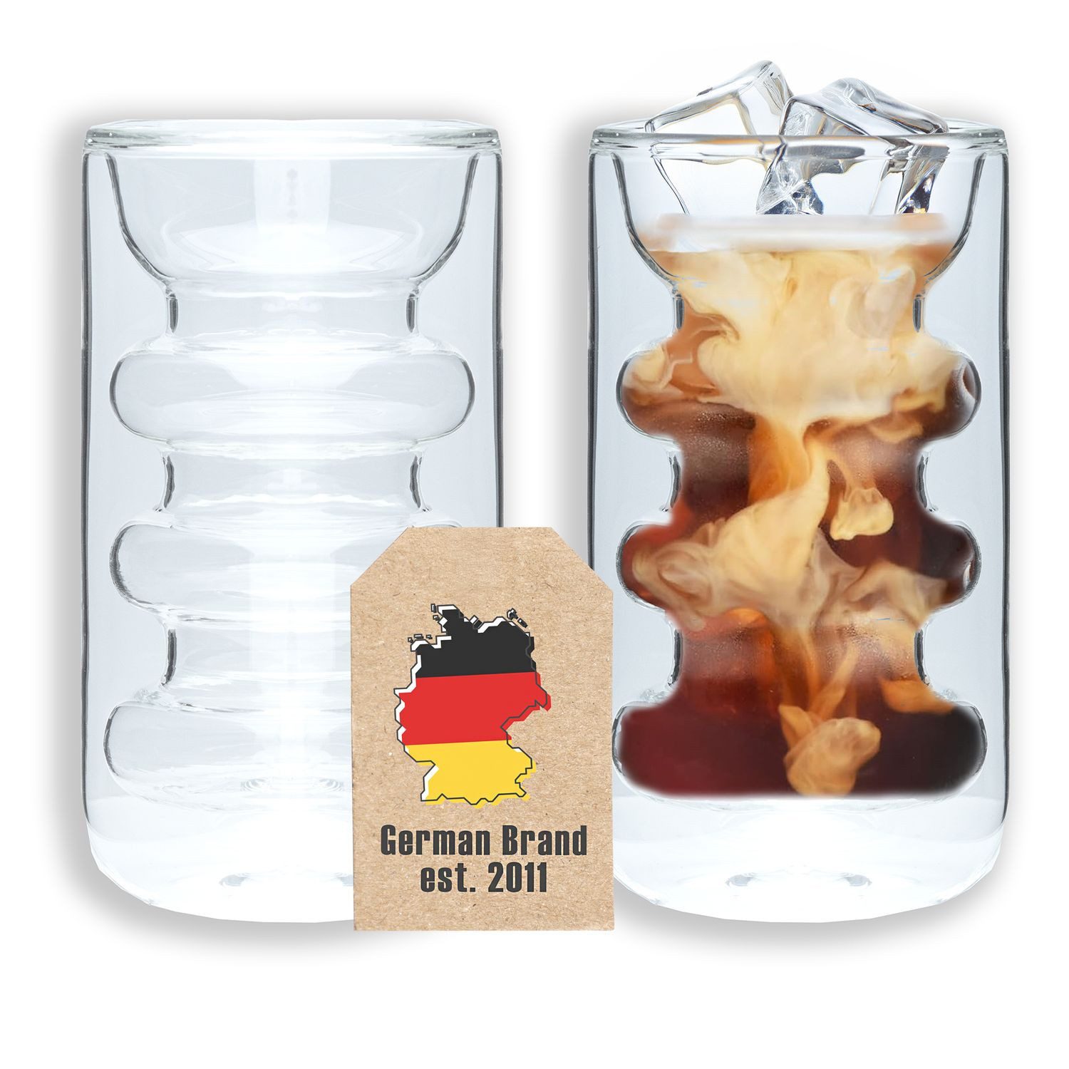 Intirilife Gläser-Set, 2-tlg., Glas, Doppelwandiges Thermo Glas Set 260 ml Teeglas Kaffeglas (2-tlg)