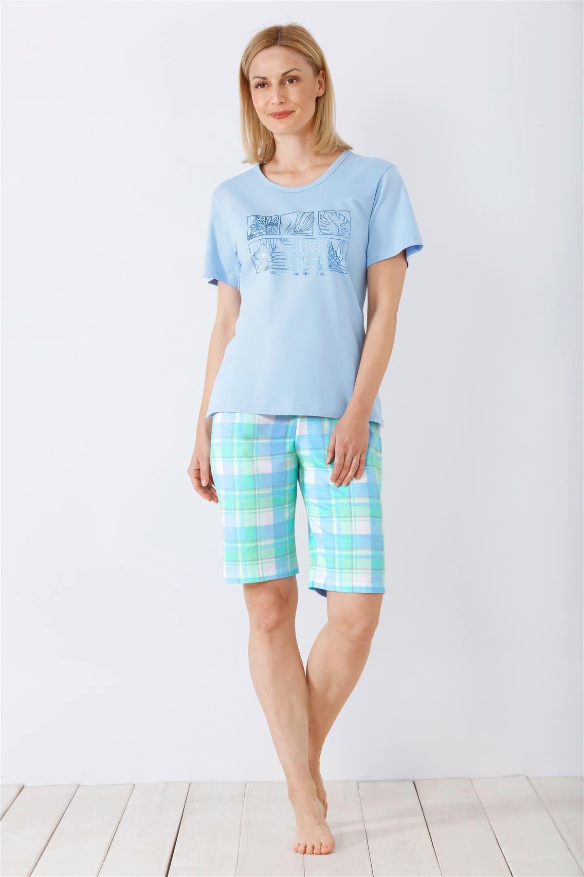 Schlafanzug Damen Shorty-Schlafanzug, Premium Cotton