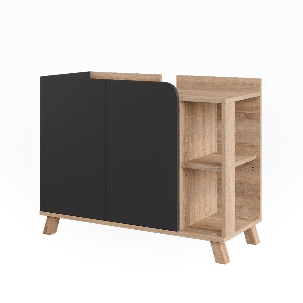 Vicco Waschbeckenunterschrank Karen, Sonoma/Anthrazit, 80 x 65 cm mit 2 Türen (1-St)
