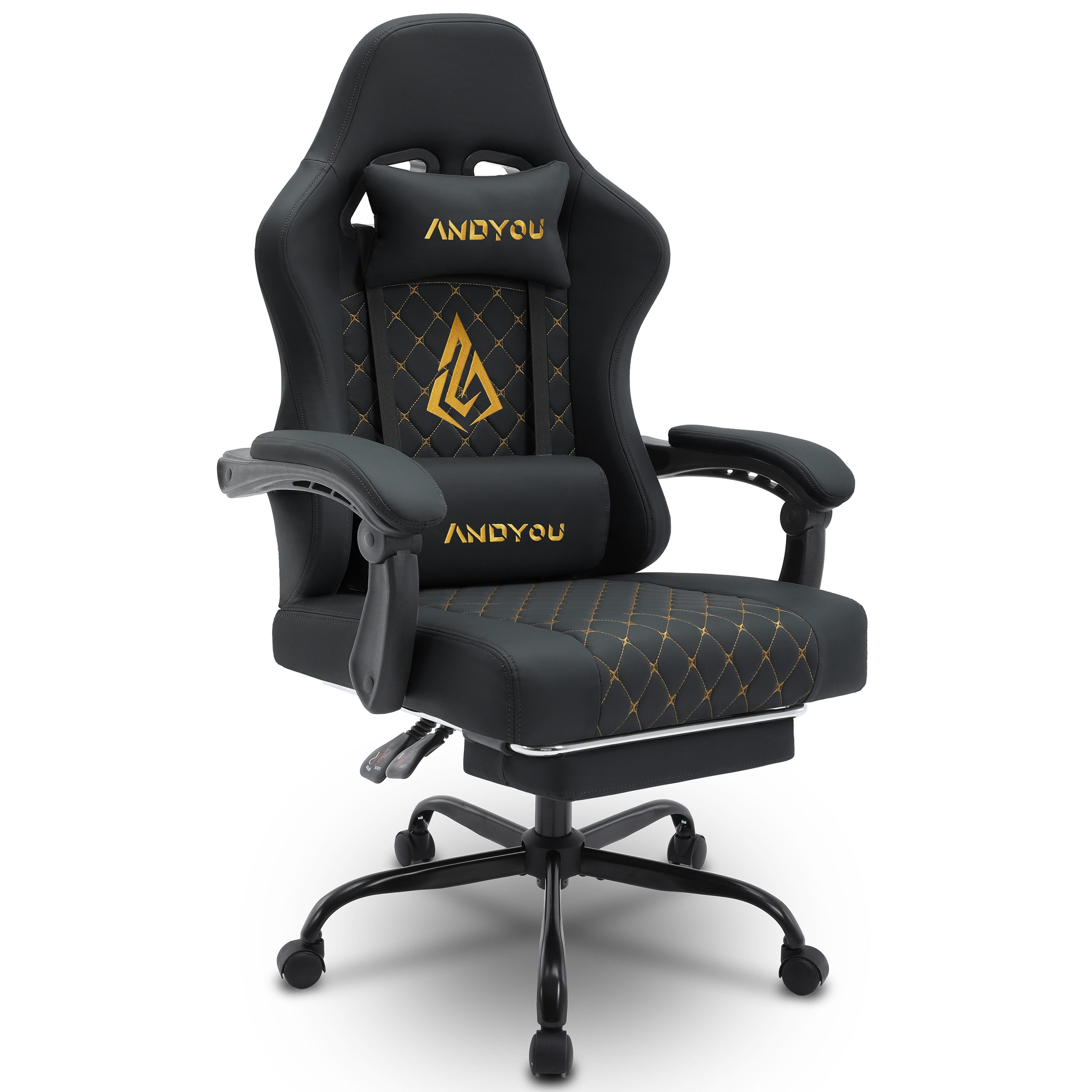 ANDYOU Gaming-Stuhl mit Lendenwirbelstütze, Fußstütze und günstig online kaufen