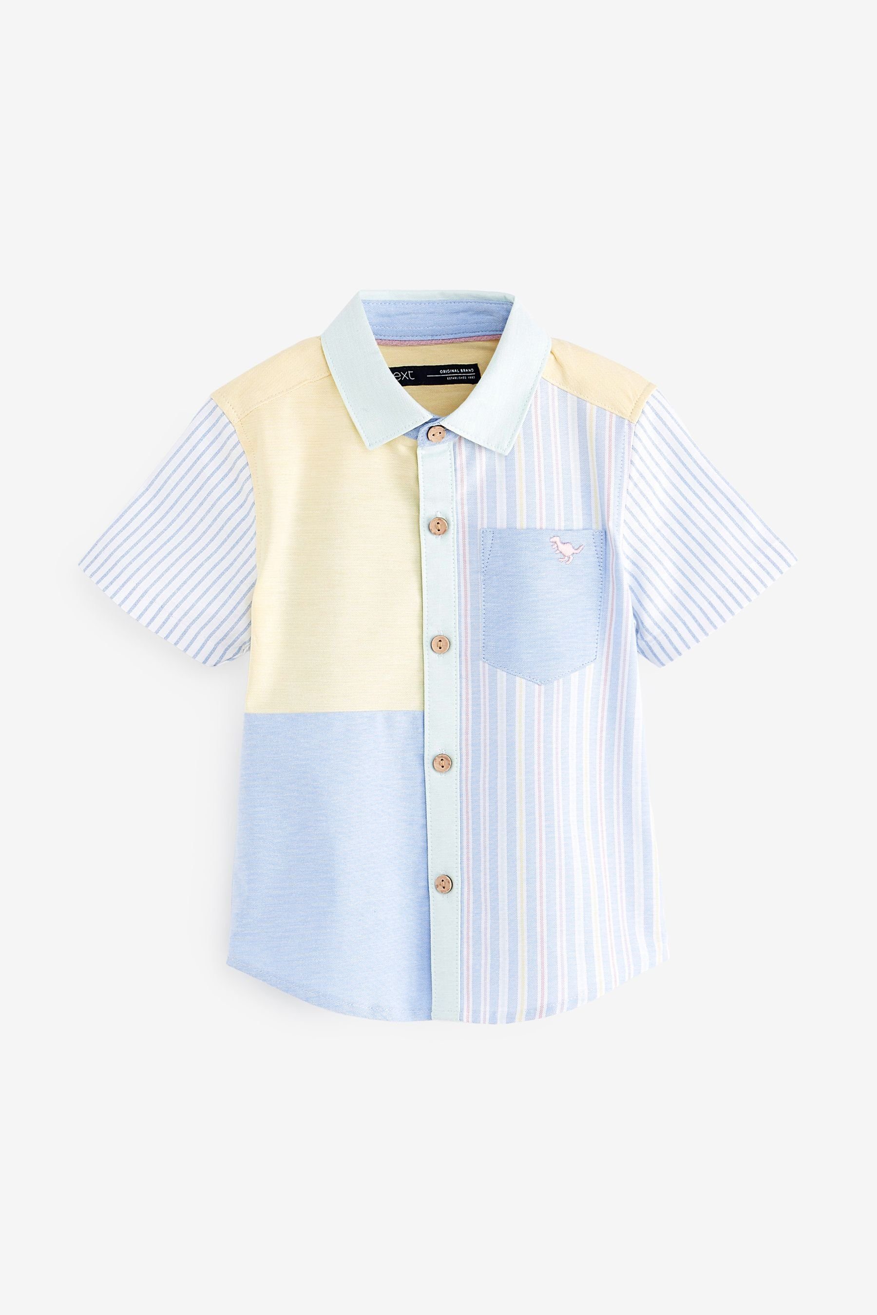 Kinder Jungen (Gr. 50 - 92) Next Kurzarmhemd Kurzärmeliges Oxford-Hemd mit gespleißten Ärmeln