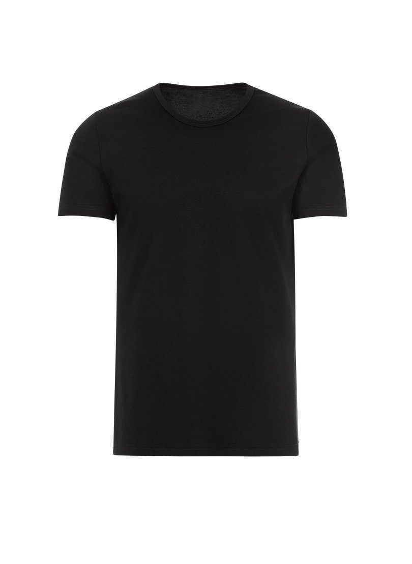 Trigema T-Shirt TRIGEMA Baumwolle/Elastan T-Shirt schwarz aus