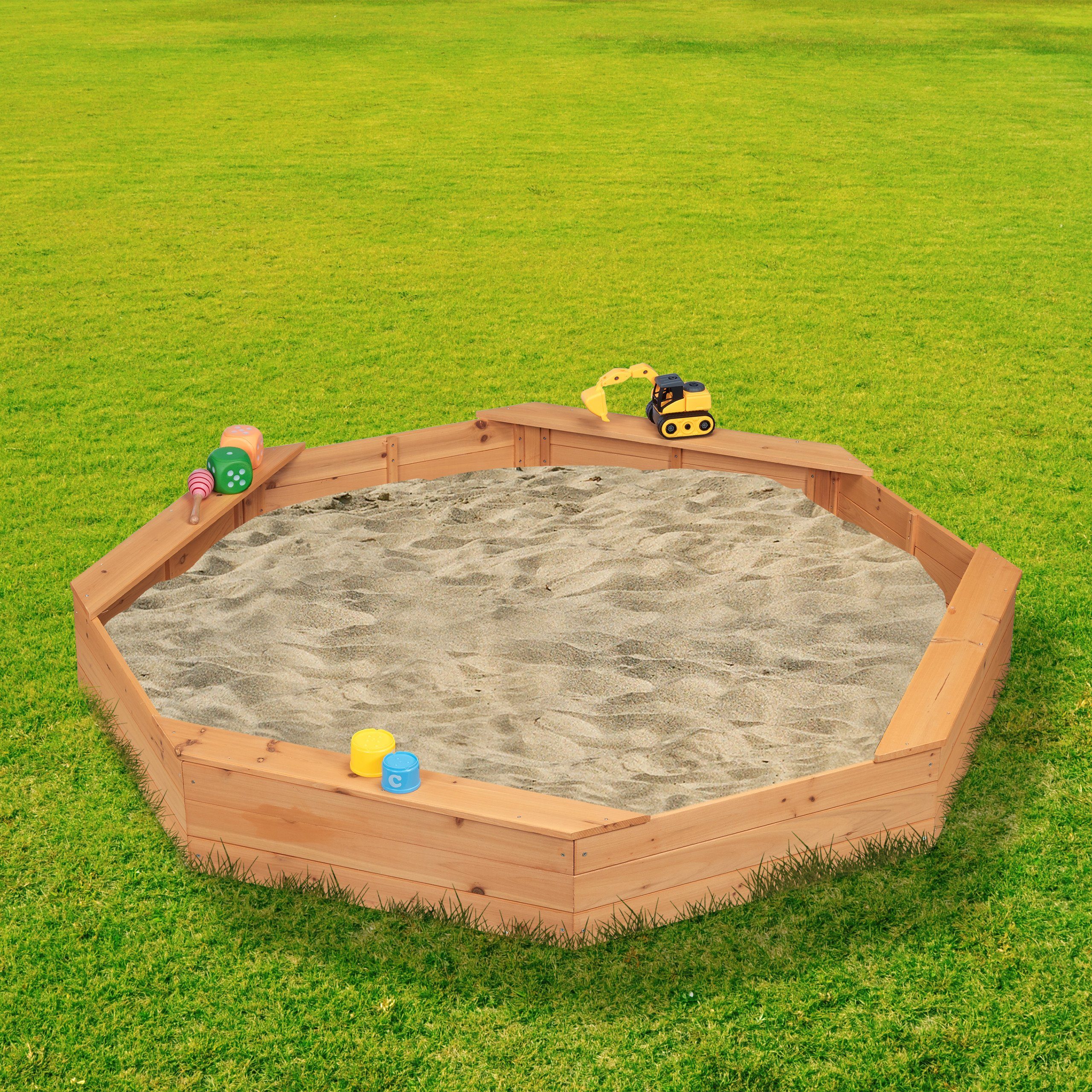 relaxdays Sandkasten Achteck mit Vlies günstig online kaufen
