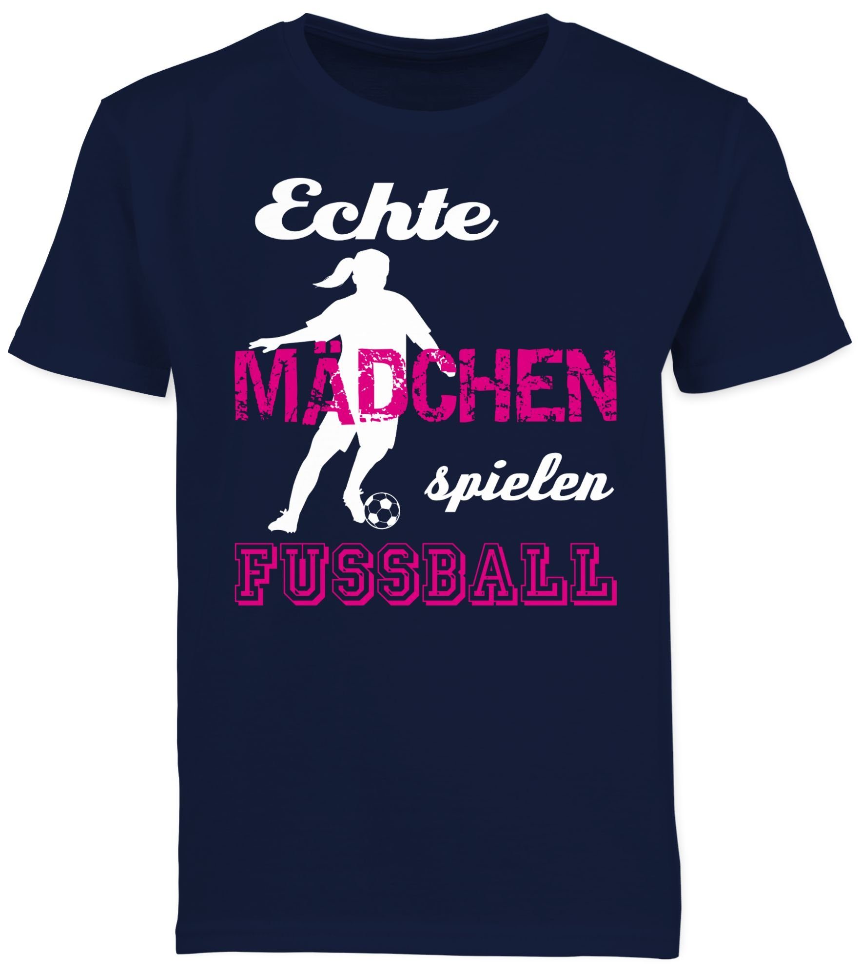 Shirtracer T-Shirt Echte Mädchen spielen Fußball Kinder Sport Kleidung 1 Dunkelblau