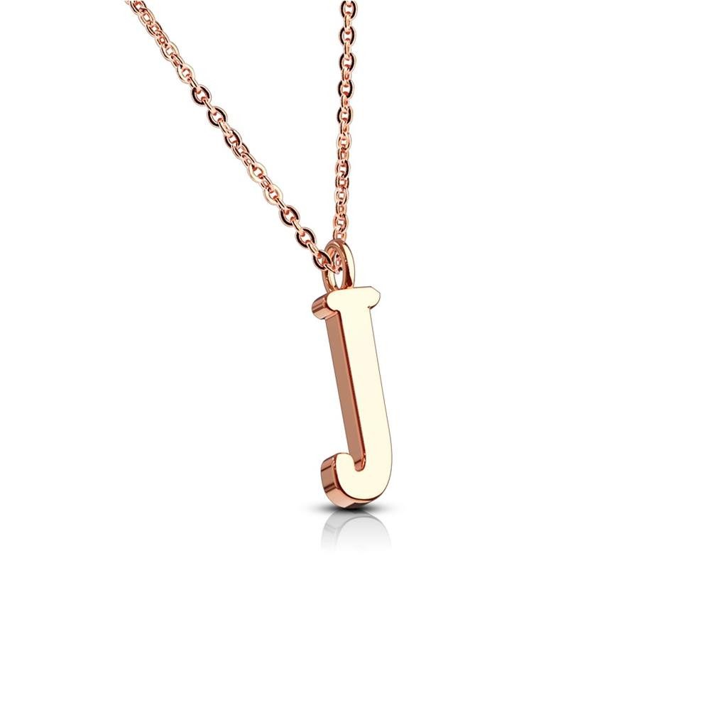 Fingerring J - Kette Buchstaben Anhänger Rosegold aus Edelstahl Damen J