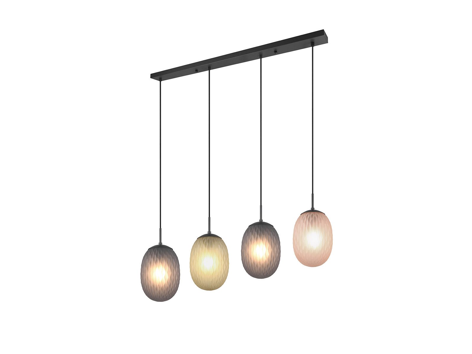 TRIO Leuchten LED Pendelleuchte, Dimmfunktion, LED wechselbar, Warmweiß, groß-e mit 4x Glas-kugel über Esstisch & Kücheninsel hängend, B: 117cm