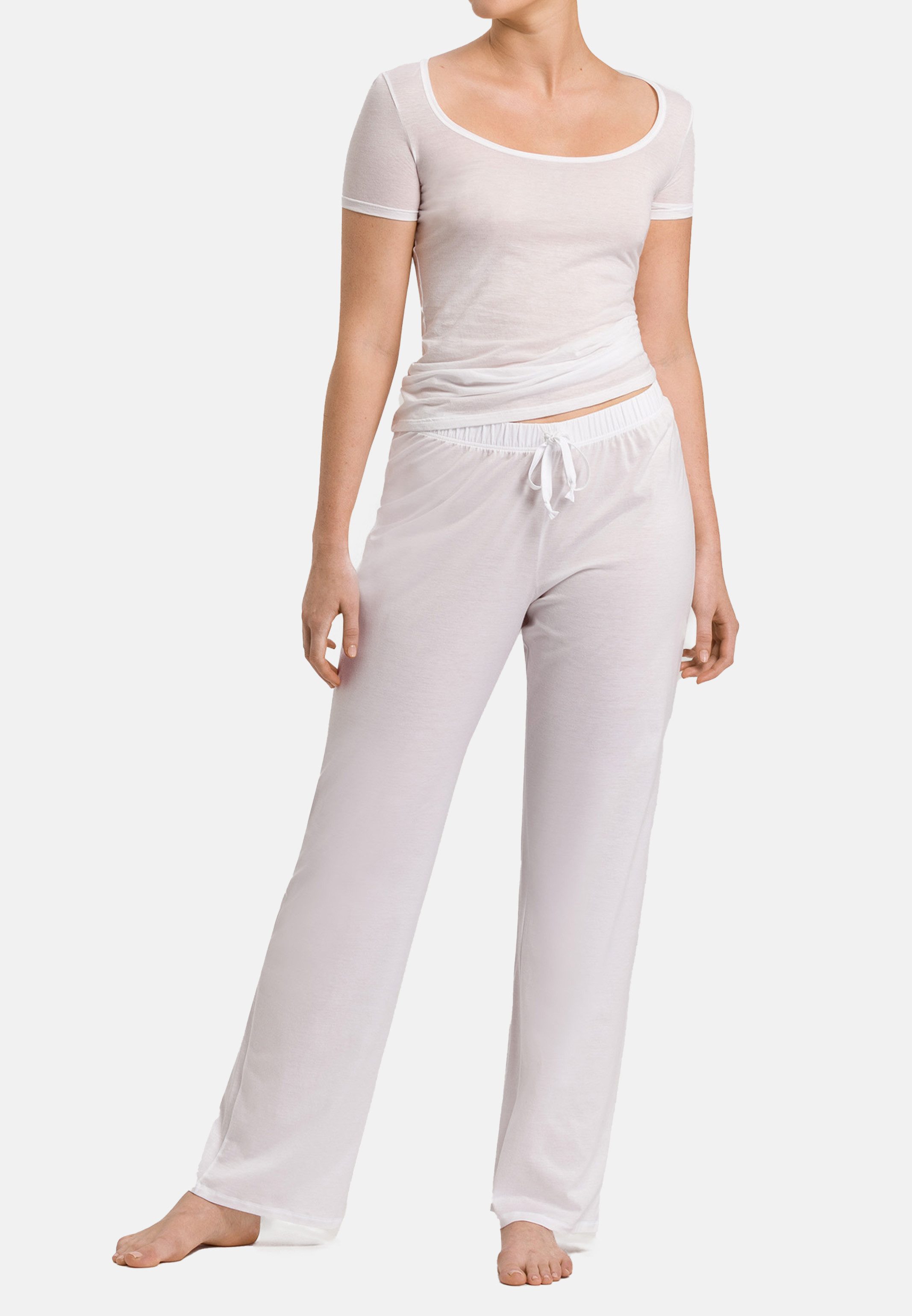 Hanro Schlafhose Cotton Deluxe (1-tlg) Pyama Hose - Baumwolle - Verdeckter Gummibund für angenehmen Komfort