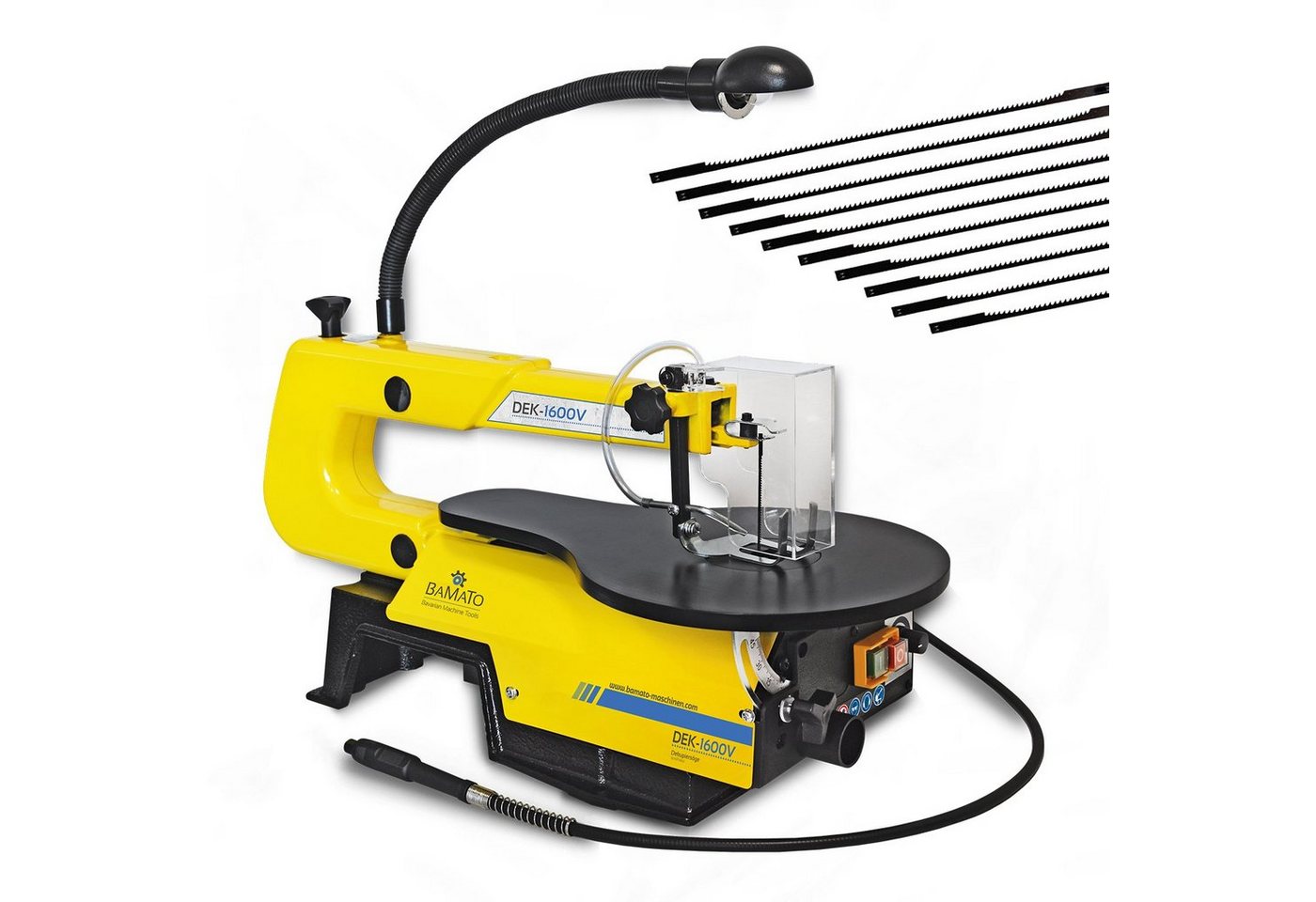 BAMATO Dekupiersäge DEK-1600V, 1-St., 10 Stiftsägeblätter, flexible Welle mit Bohrfutter, Pendelhubsäge