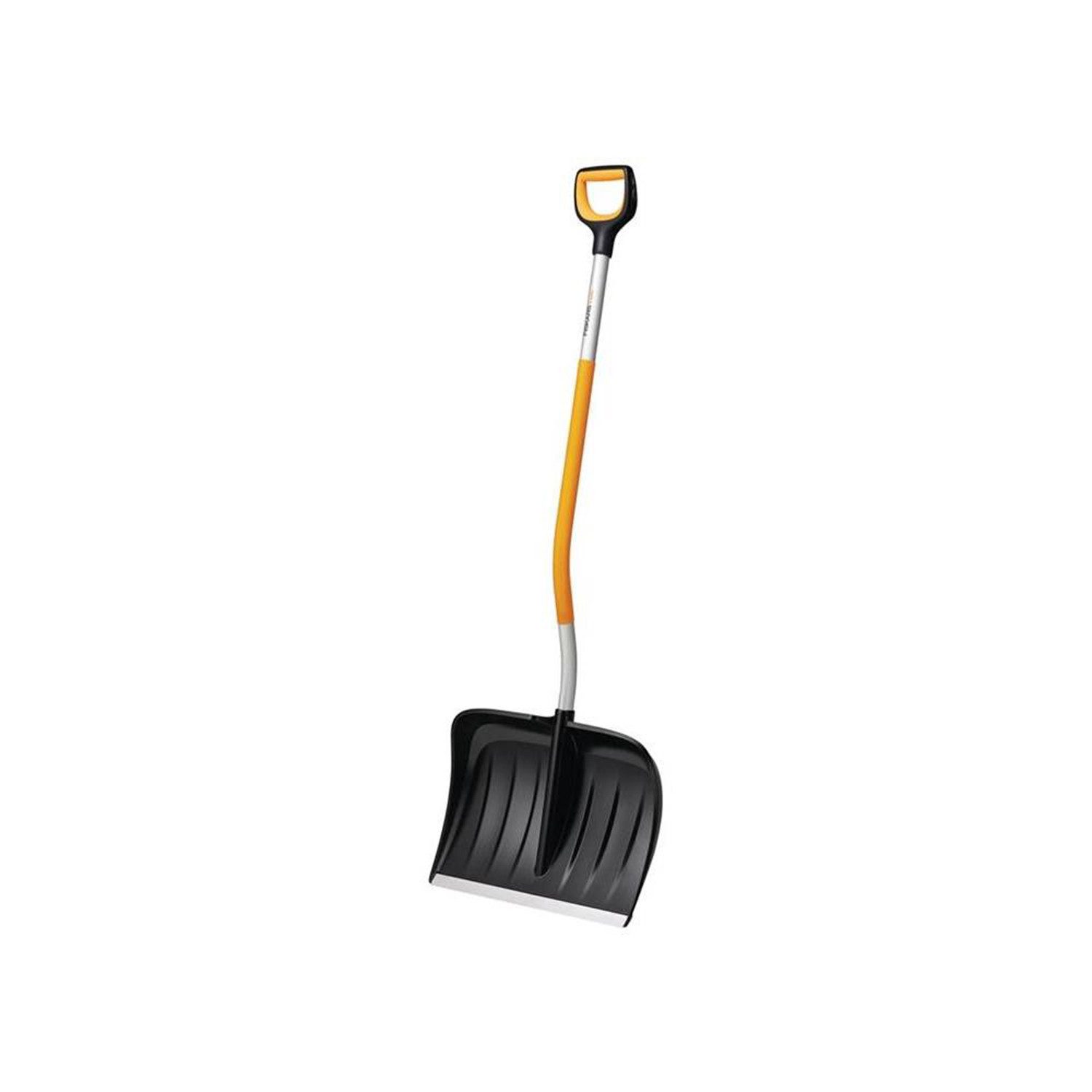 Fiskars Schneeräumer 1057186, (Einzeln, Gebogen, mit SoftGrip), Aluminiumstiel, verstärkte Polymerschaufel