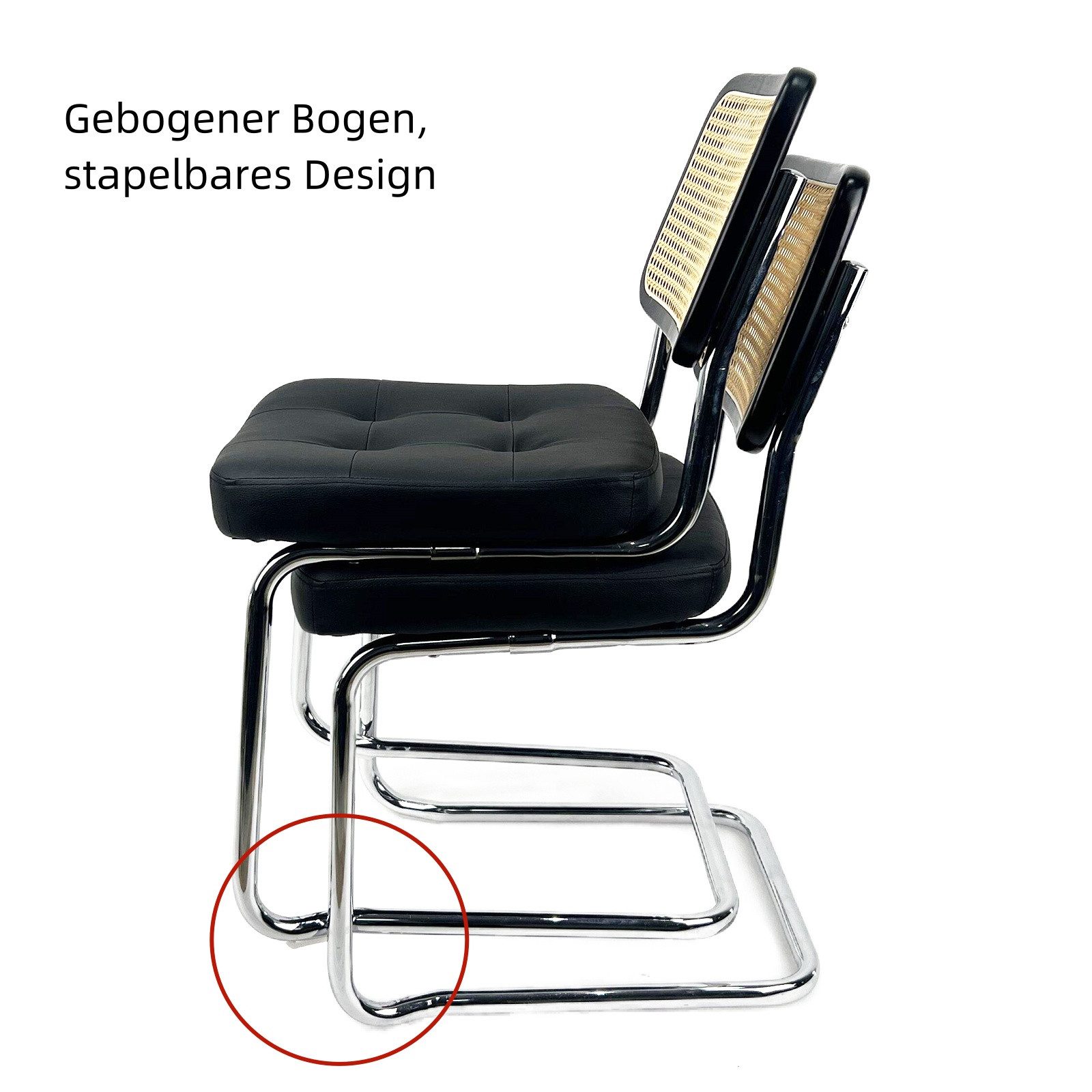 SEHAUSEU Freischwinger Schwingstuhl Esszimmerstuhl Bürostuhl (Set, 2 St) Belastbarkeit 130 Kg – Bild 4 von 5