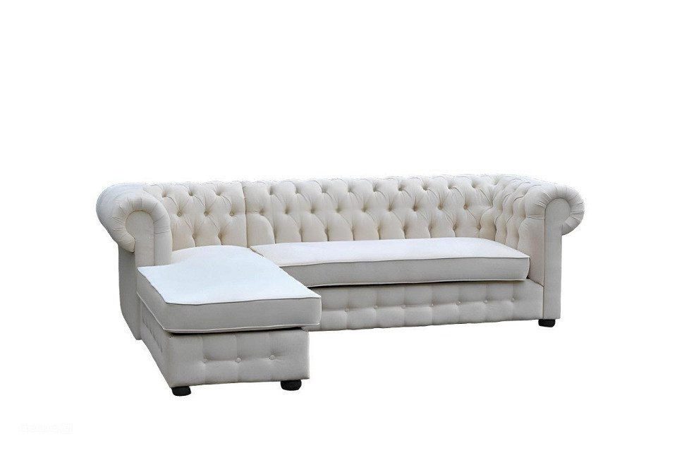 JVmoebel Chesterfield-Sofa Beige Chesterfield Ecksofa L-Form Stoff Design Couch Polster Sofa, 1 Teile, Made in Europa