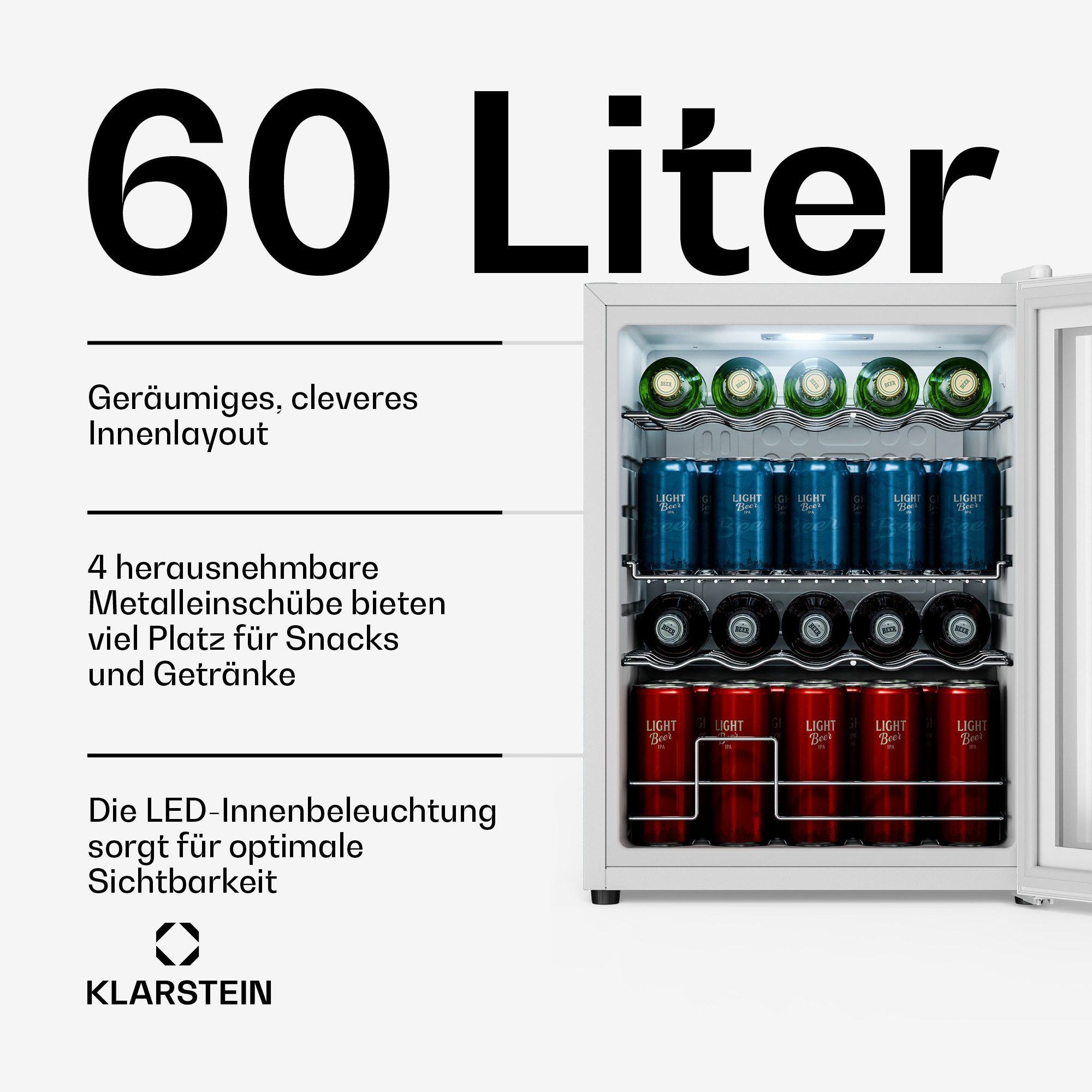 Klarstein Getränkekühlschrank 10047761, 64 cm hoch, 47.4 cm breit