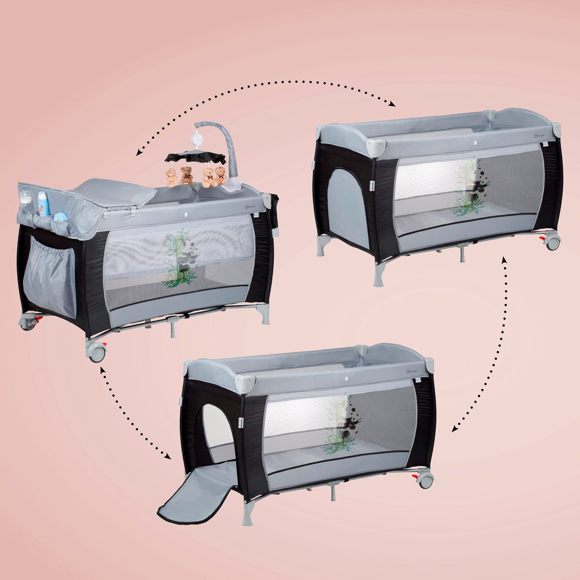 BabyGo Baby-Reisebett Sleeper Deluxe, black, mit Musik-Mobile – Bild 4 von 5