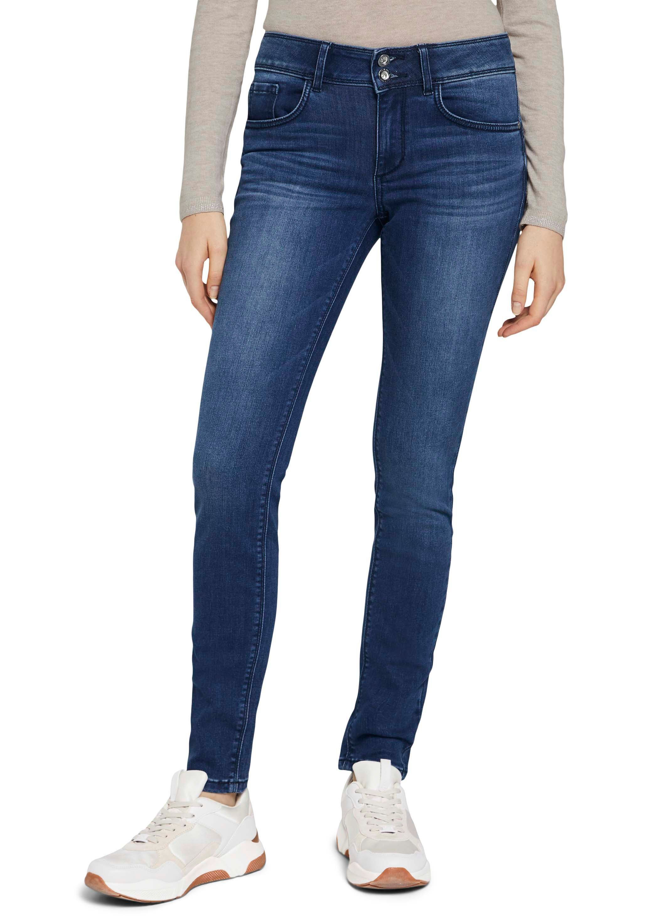 TOM TAILOR Skinny-fit-Jeans Alexa Skinny mit Doppelknopf-Verschluss dark-stone-wash