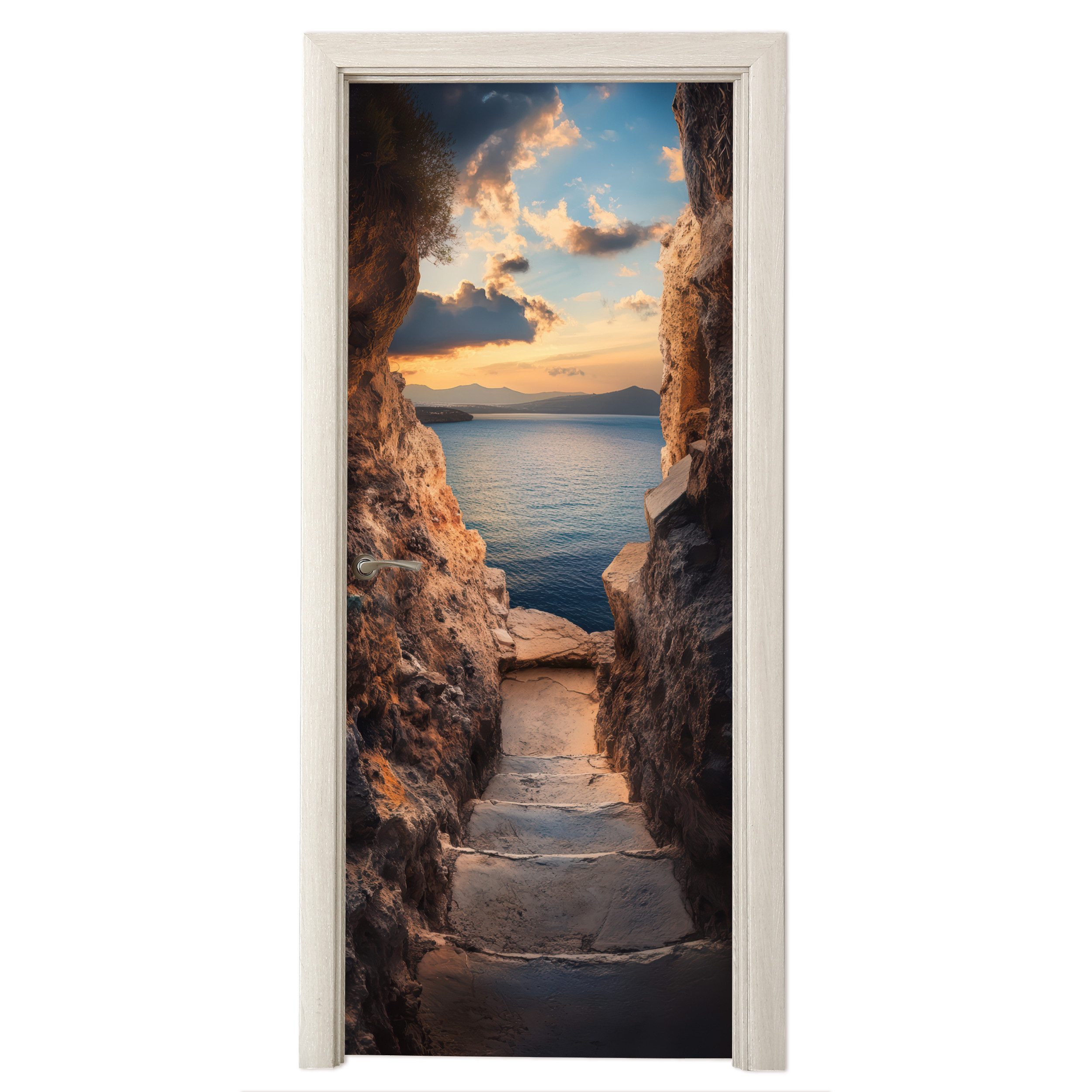 MuchoWow Türtapete Durchblick - Ausblicke - Landschaft - Meer - Felsen, Mat günstig online kaufen