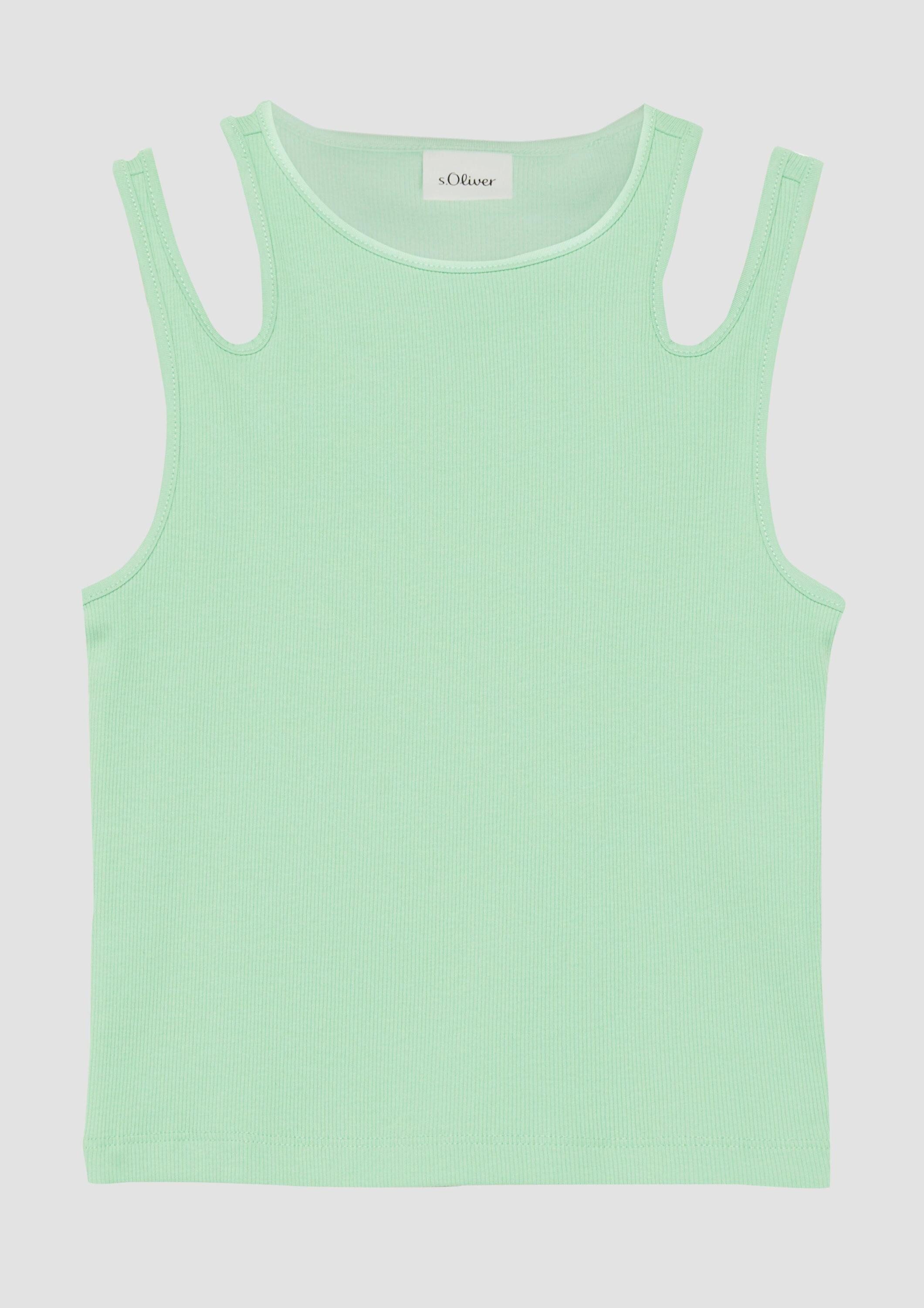 s.Oliver Muskelshirt T-Shirt Top in Rippstruktur mit Cut-outs