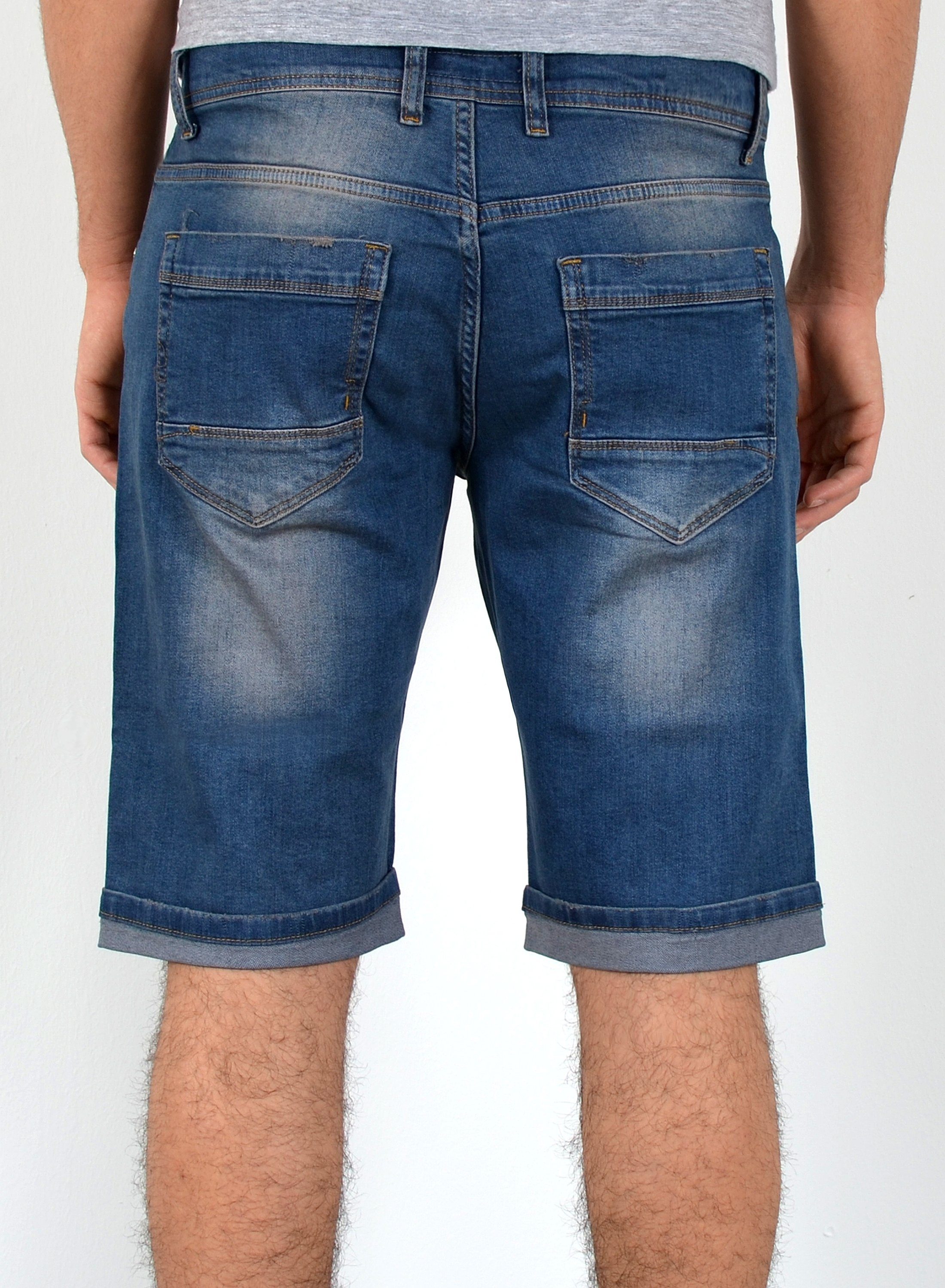ESRA Jeansshorts Herren kurze Jeanshose mit Stretch Jeans Shorts Hose Herren Jeans Shorts Sommerhose kurze Jeans Herren Capri Jeans Stretch – Bild 3 von 3