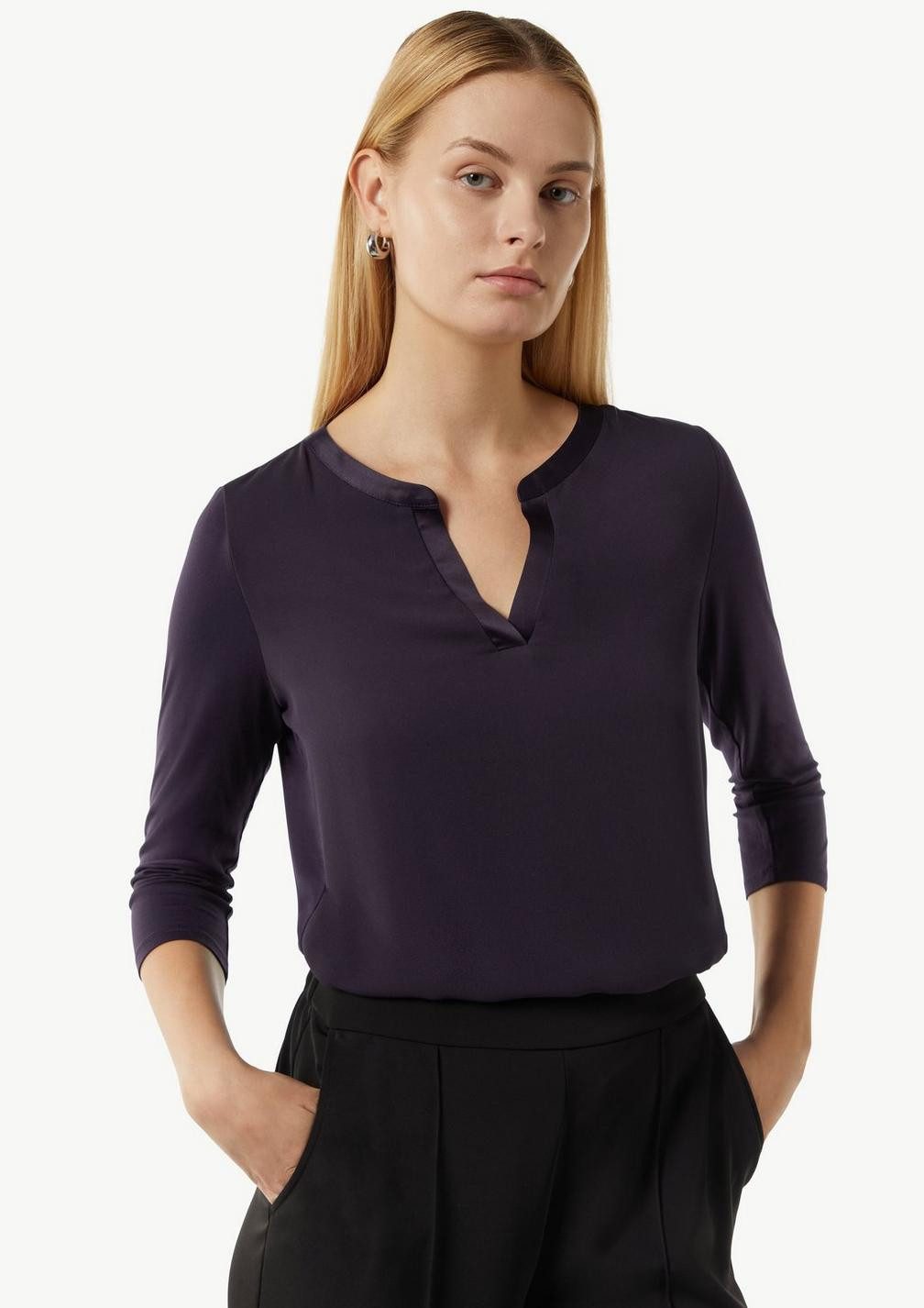 Comma T-Shirt Farbricmix 3/4-Arm, Satinblende günstig online kaufen
