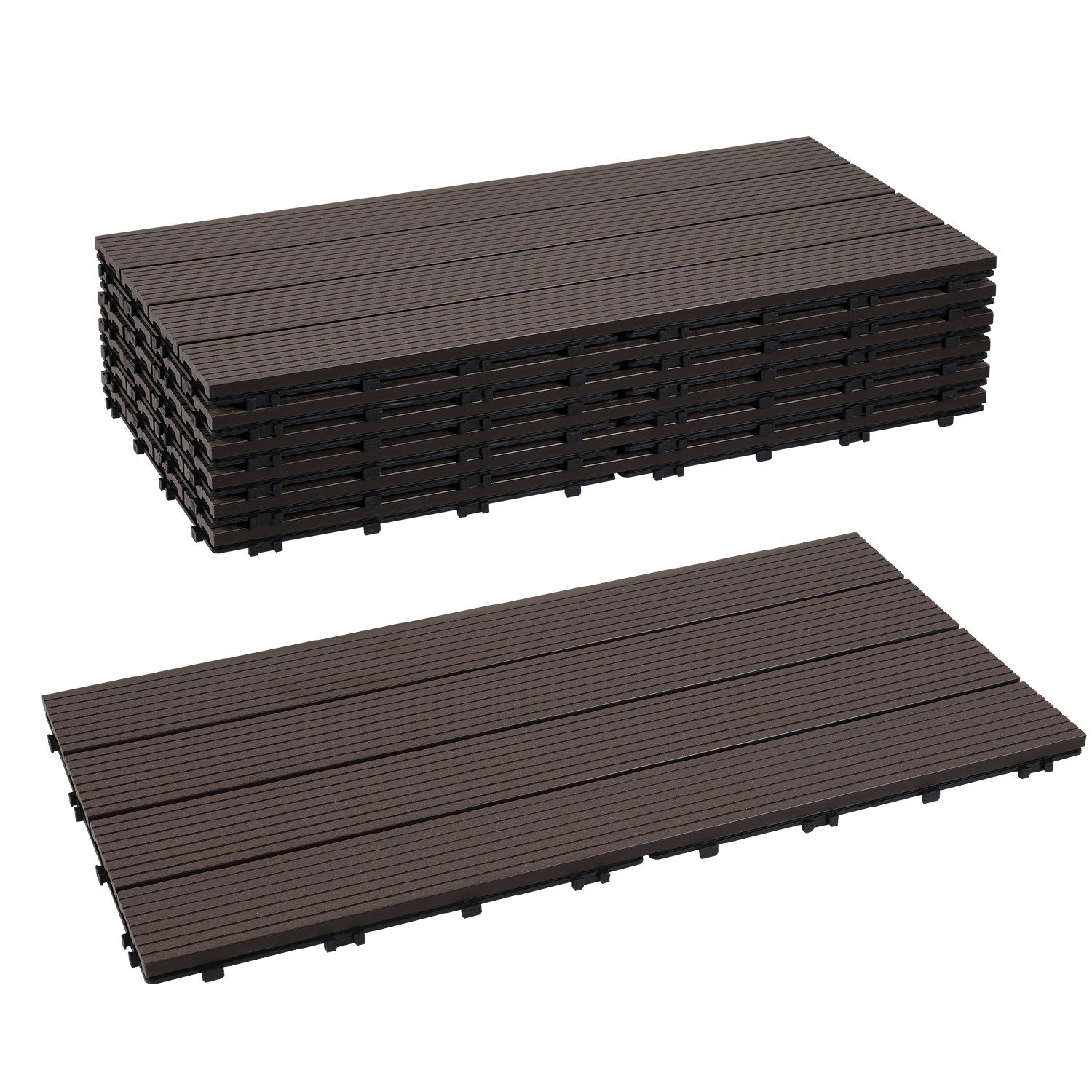 Clanmacy Holzfliesen WPC Terrassenplatte mit Drainage günstig online kaufen