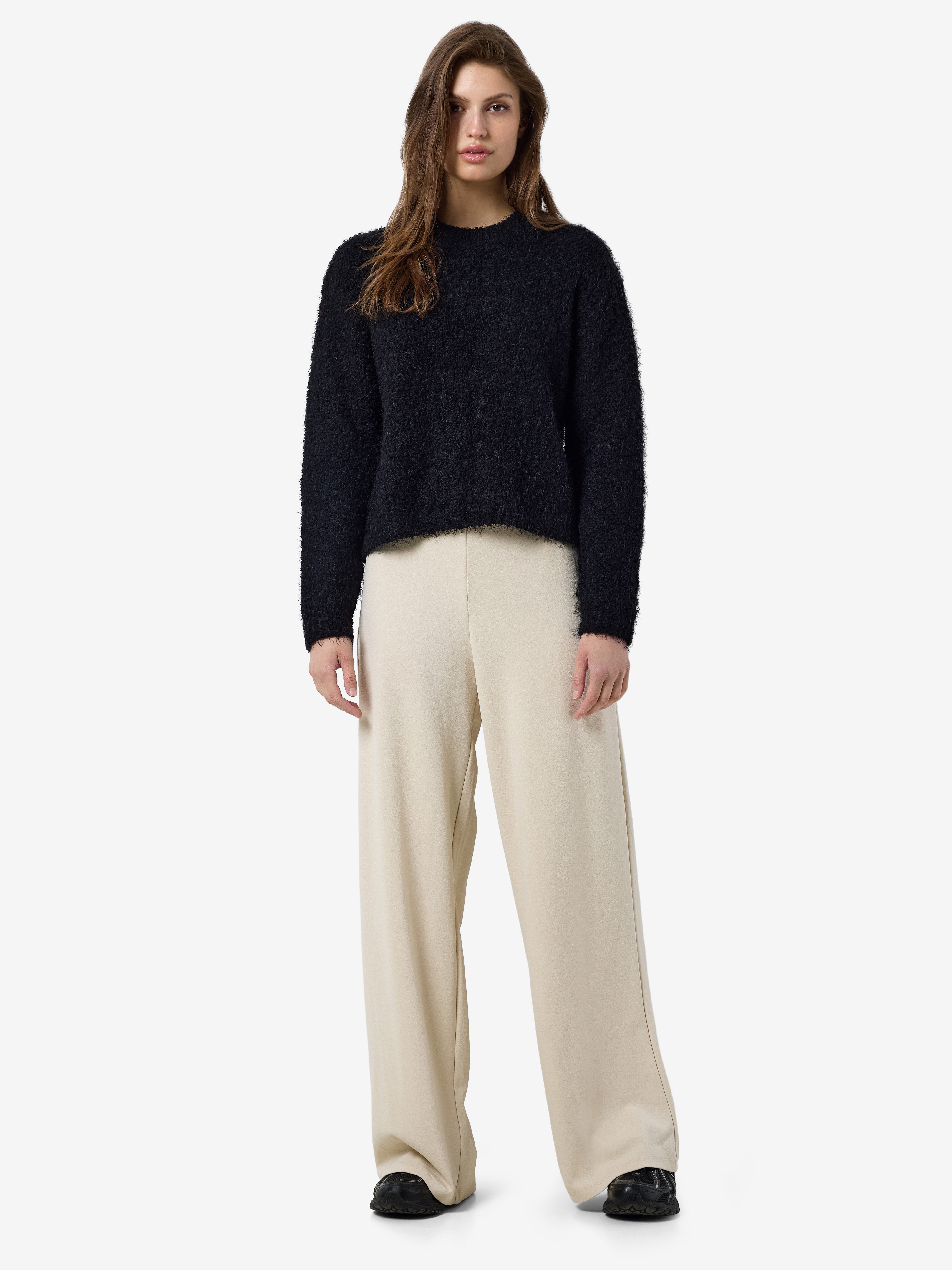 Noisy may Rundhalspullover NMSASSY L/S O-NECK KNIT NOOS Materialmix, relaxed fit
