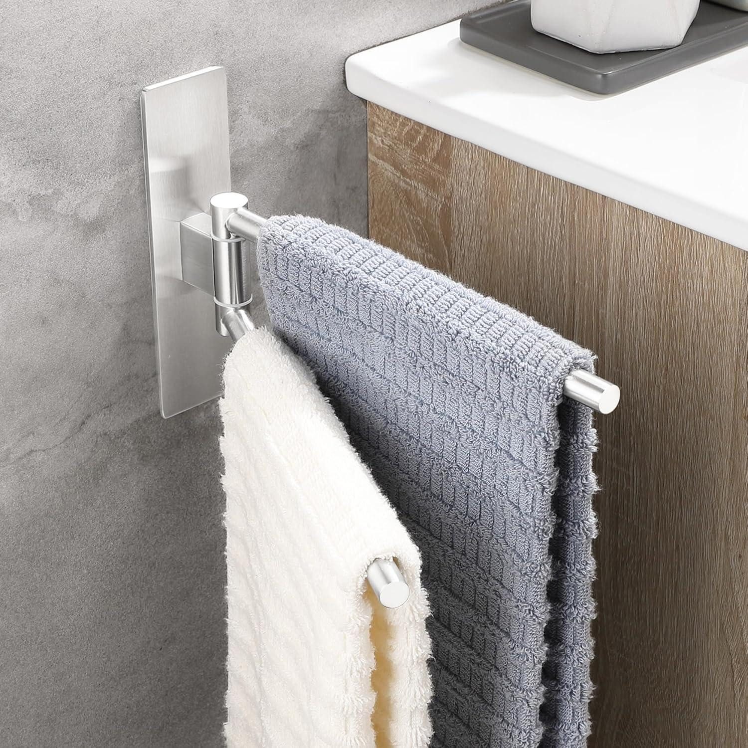 LuxusKollektion Doppelhandtuchhalter Handtuchhalter Ohne Bohren 304 Edelstahl Doppelt Silber 22cm