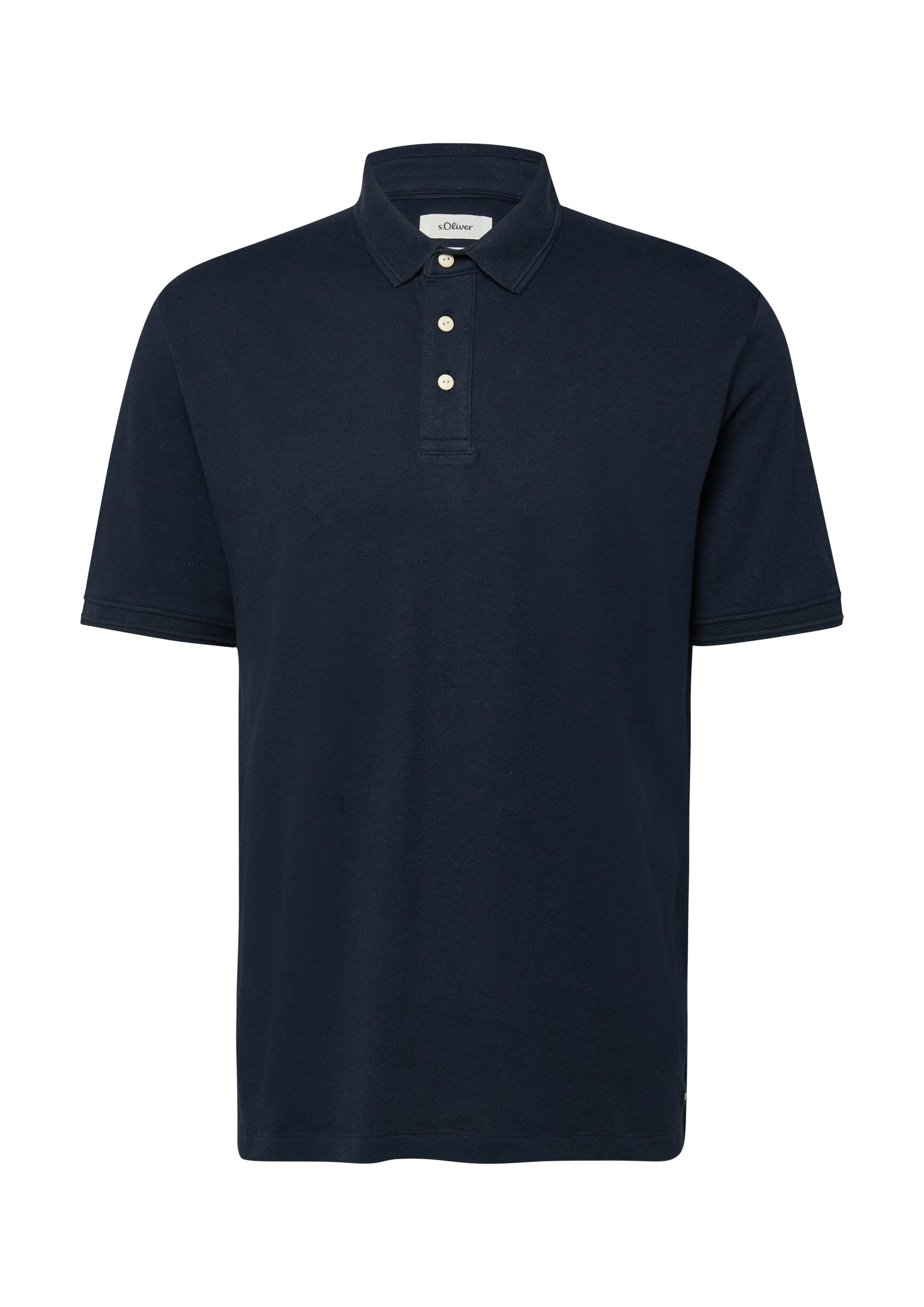 s.Oliver Kurzarmshirt Polo-Shirt Poloshirt aus Baumwoll-Leinenmix