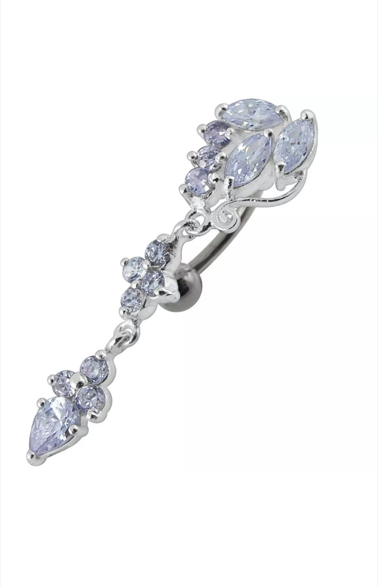 Karisma Schmuck Bauchnabelpiercing Silber 925 Anhänger Nabel Stecker Top Down /Fancy, Zirkonia