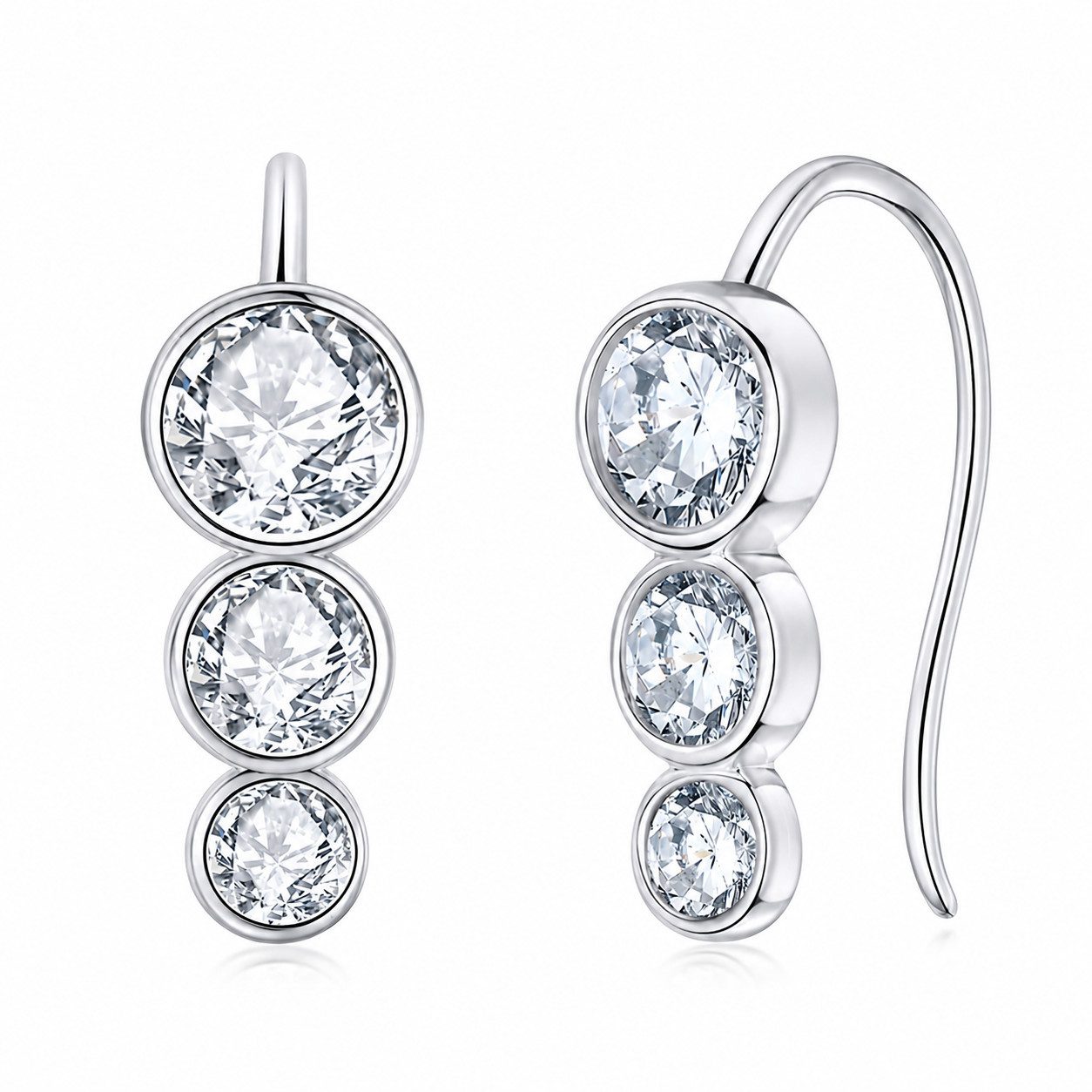 Paar Creolen Funkelnde Moissanit Creolen Ohrhänger 925 Sterling Silber 18K Gold