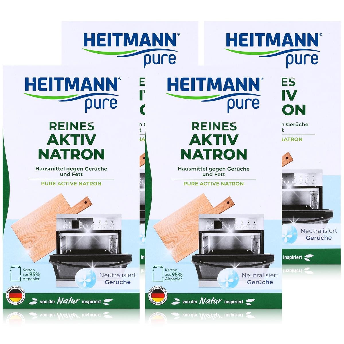 HEITMANN Heitmann pure Reines Aktiv Natron 450g neutralisiert Gerüche (4er Pack Küchenreiniger